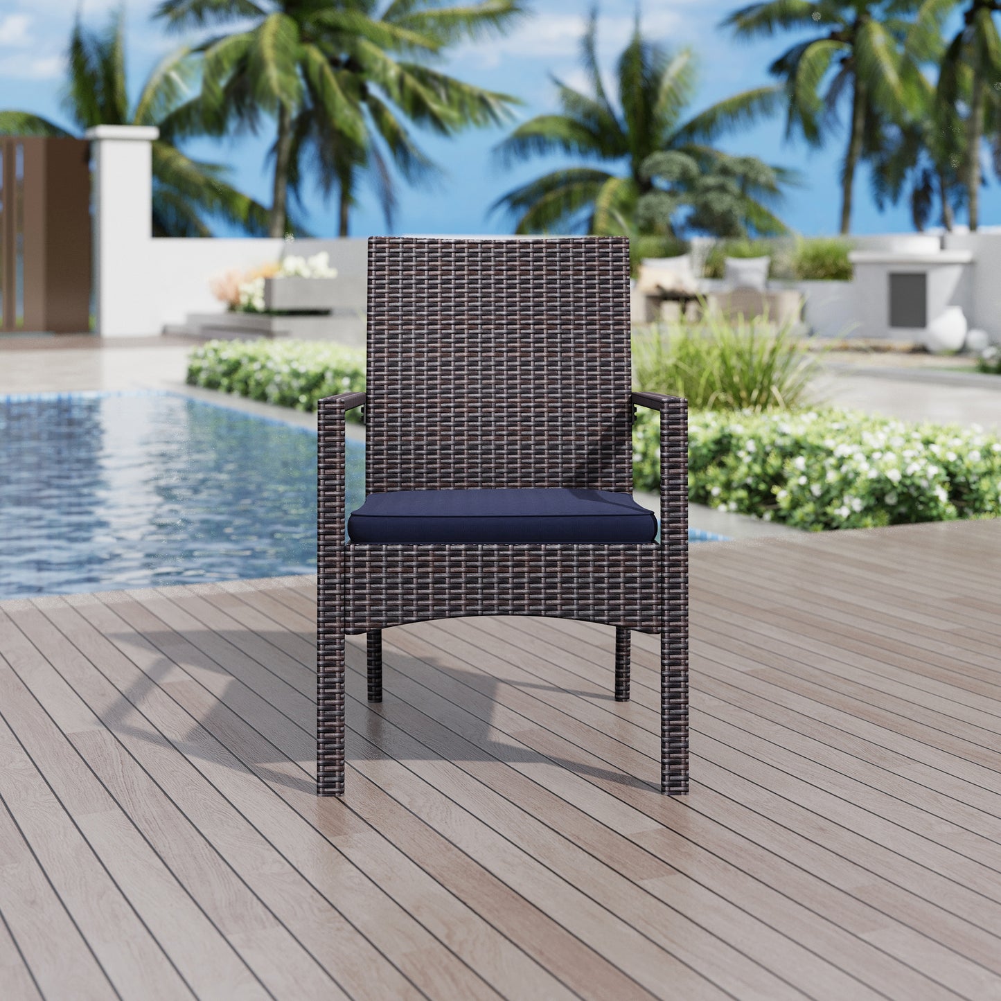 Captiva Designs 7pc Outdoor Patio Furniture Set with Rectangle Table and Armrest Chairs