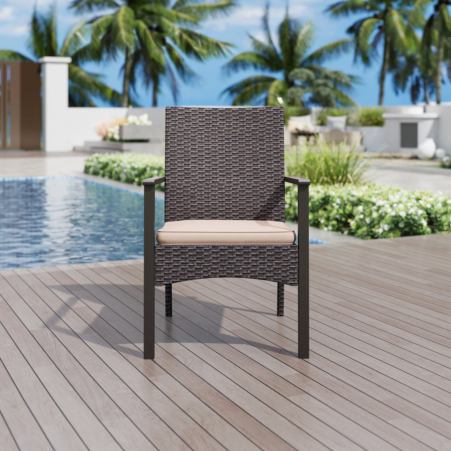 Captiva Designs 7pc Outdoor Patio Furniture Set with Rectangle Table and Armrest Chairs