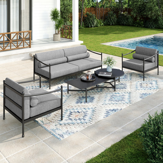 Captiva Designs Outdoor Patio Oversized Premium Conversation Sofa Set with Extra Thick Cushion and Coffee Table