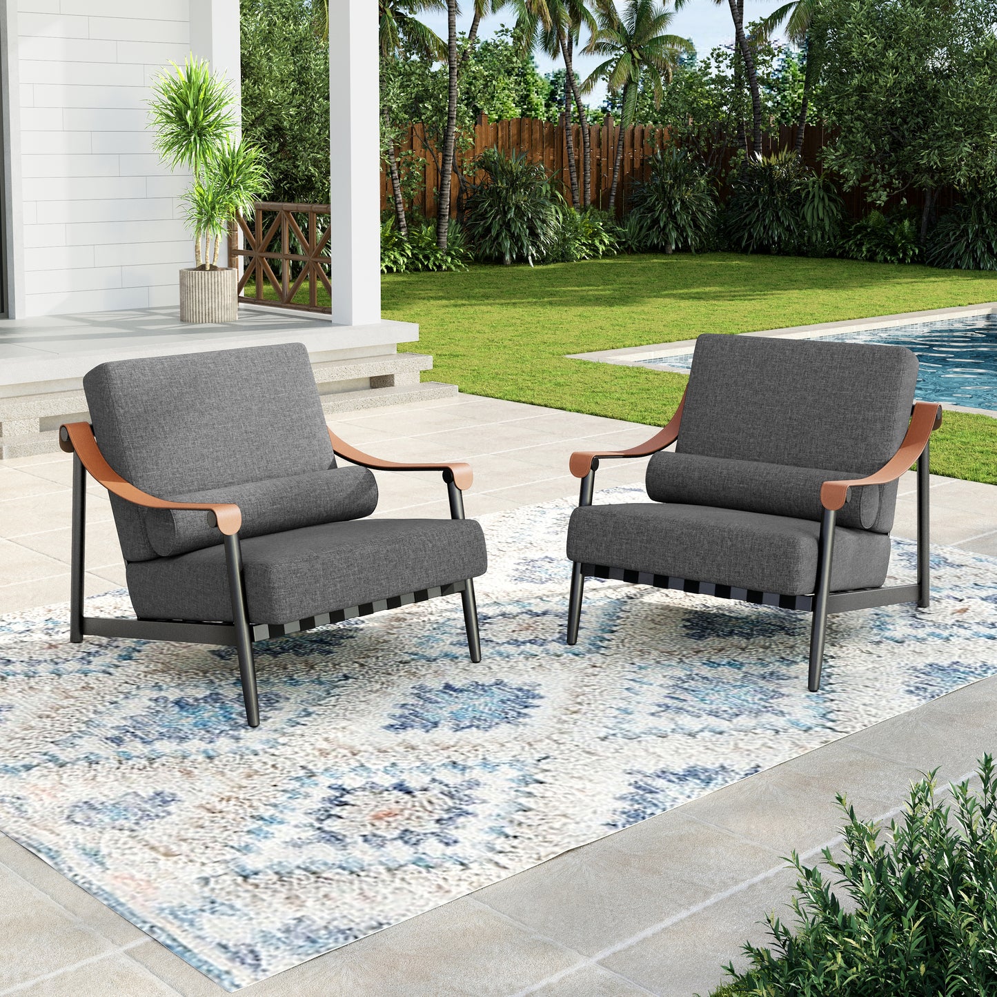 Captiva Designs Outdoor Patio Oversized Modern Luxury Conversation Sofa Set with Extra Thick Cushion and Coffee Table