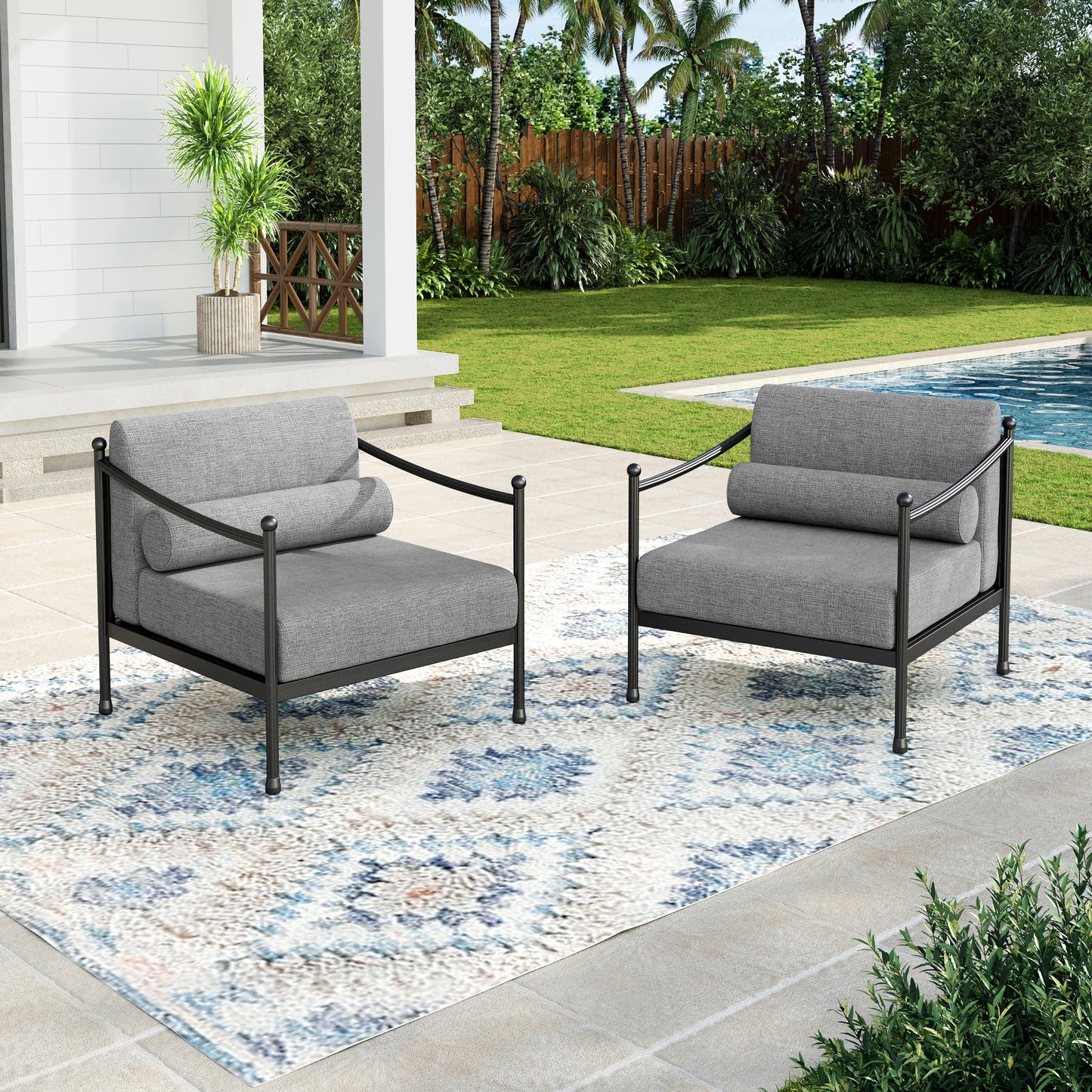 Captiva Designs Outdoor Patio Oversized Premium Conversation Sofa Set with Extra Thick Cushion and Coffee Table