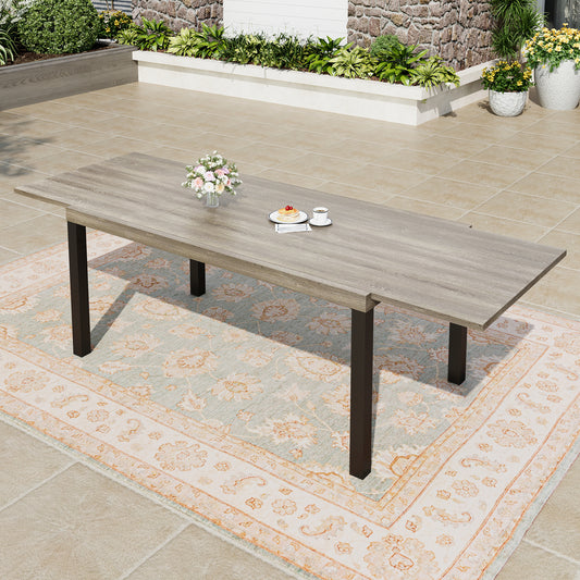 Captiva Designs 1pc Outdoor Patio Rectangular Steel Dining Table with Two Tabletop Leaves