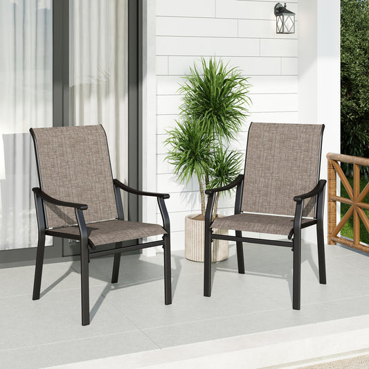 Captiva Designs Outdoor Patio Dining Texliene Armrest Chairs with Steel Frame