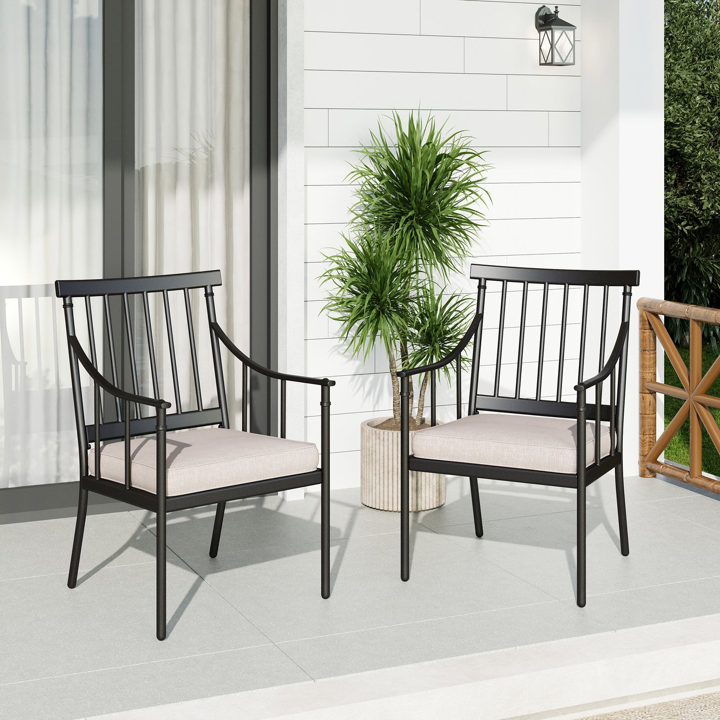 Captiva Designs Outdoor Patio Metal Dining Steel Chairs with Removable Seat Cushion