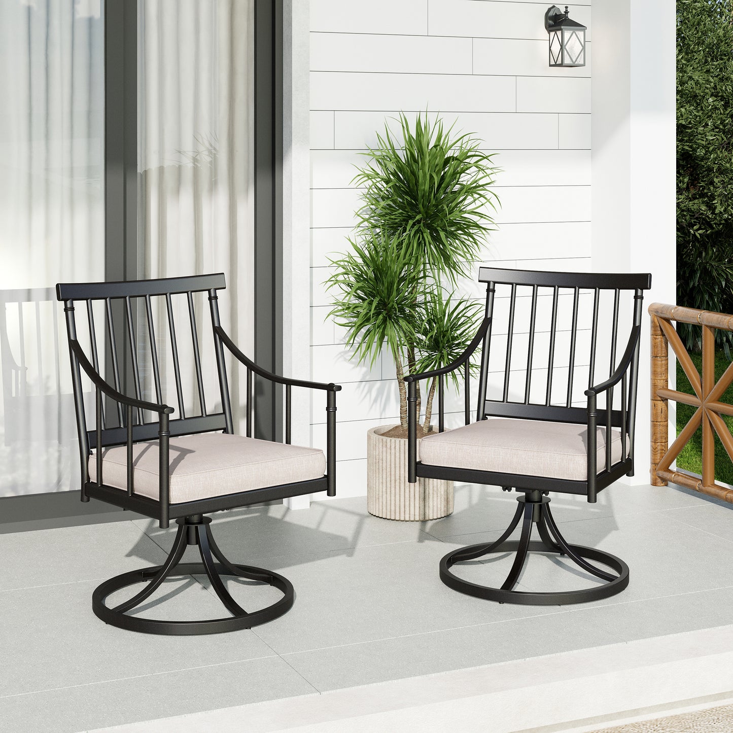 Captiva Designs Outdoor Patio Metal Dining Steel Chairs with Removable Seat Cushion