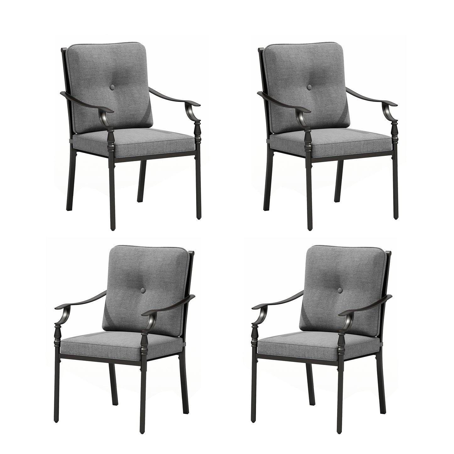Captiva Designs Outdoor Patio Dining Steel Arm Chairs with Thick Seat and Back Cushions