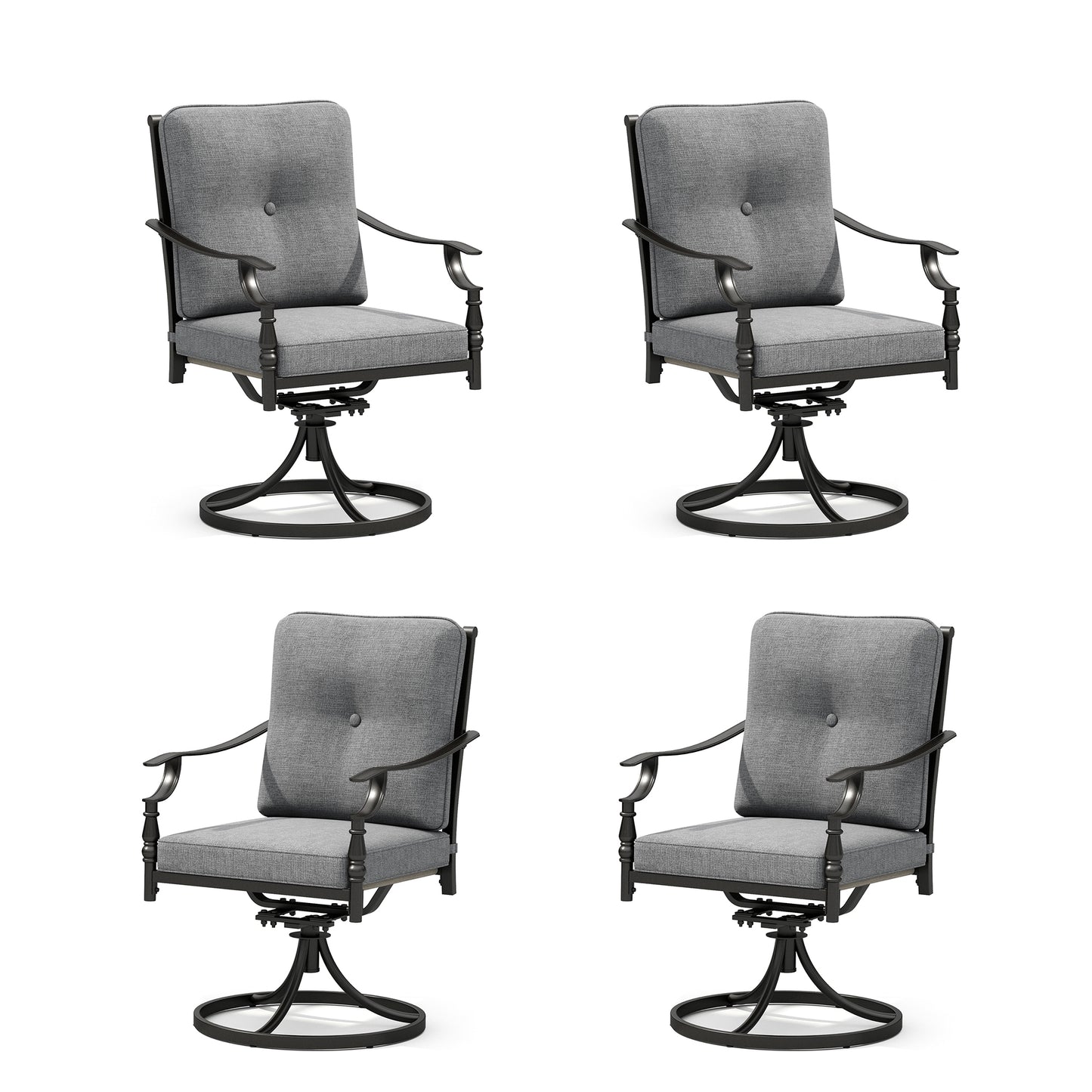 Captiva Designs Outdoor Patio Dining Steel Arm Chairs with Thick Seat and Back Cushions