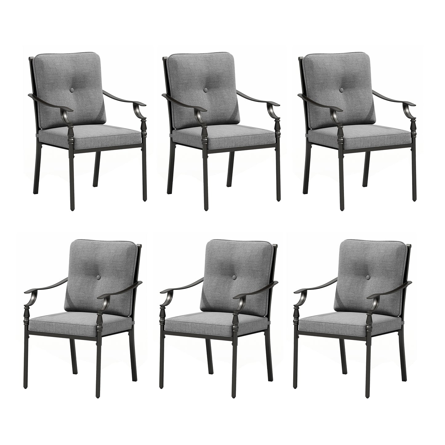 Captiva Designs Outdoor Patio Dining Steel Arm Chairs with Thick Seat and Back Cushions