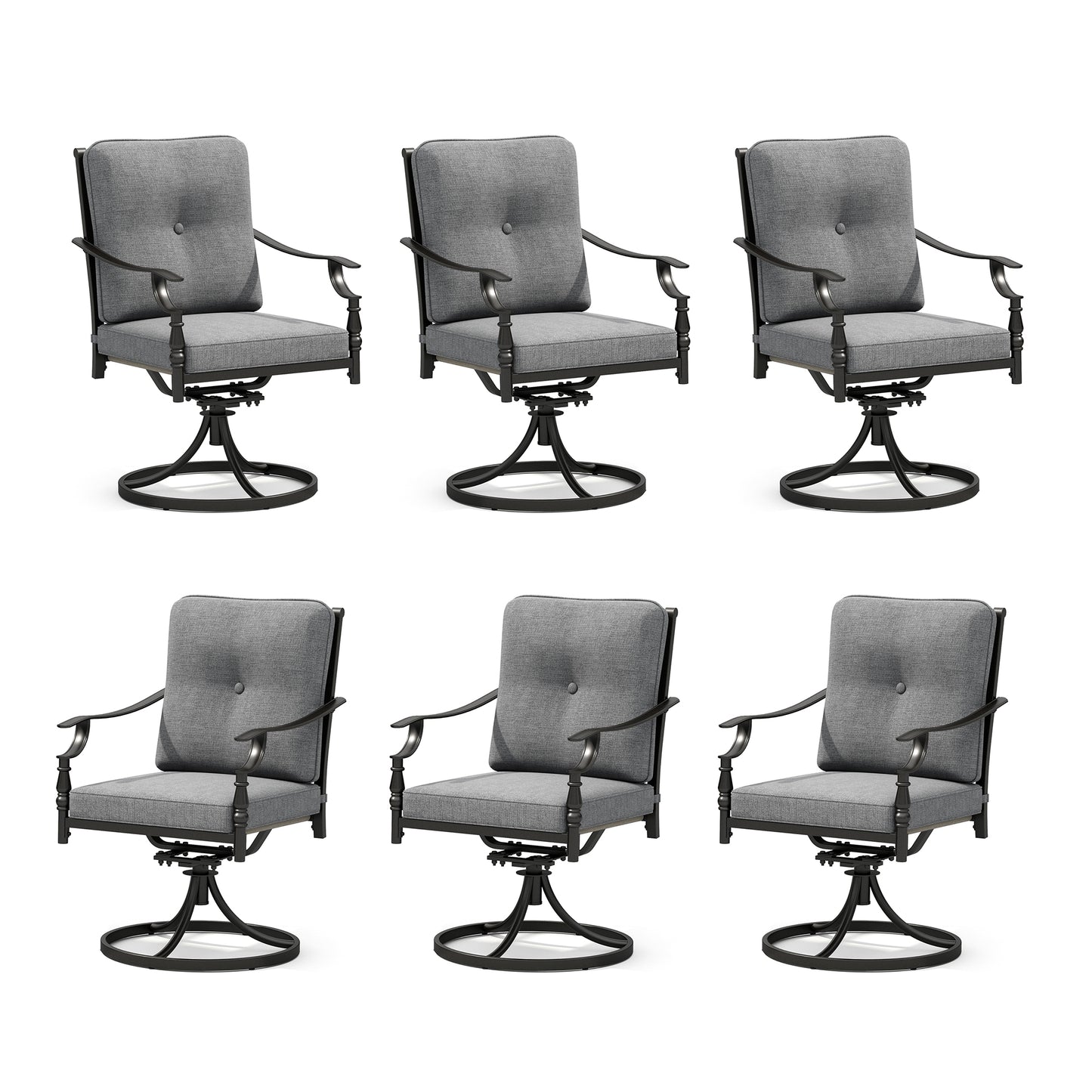 Captiva Designs Outdoor Patio Dining Steel Arm Chairs with Thick Seat and Back Cushions