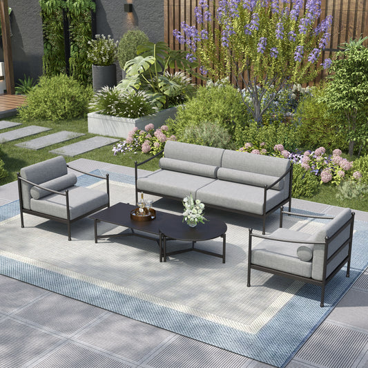 Captiva Designs Outdoor Patio Oversized Premium Conversation Sofa Set with Extra Thick Cushion and Coffee Table