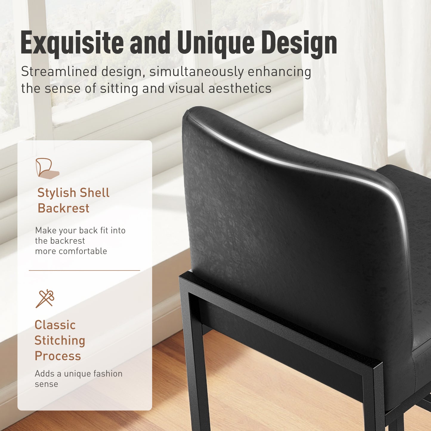 Captiva Designs 24 inch Height Bar Stool with Padded Seat and Back & Sturdy Steel Frame & Footrest