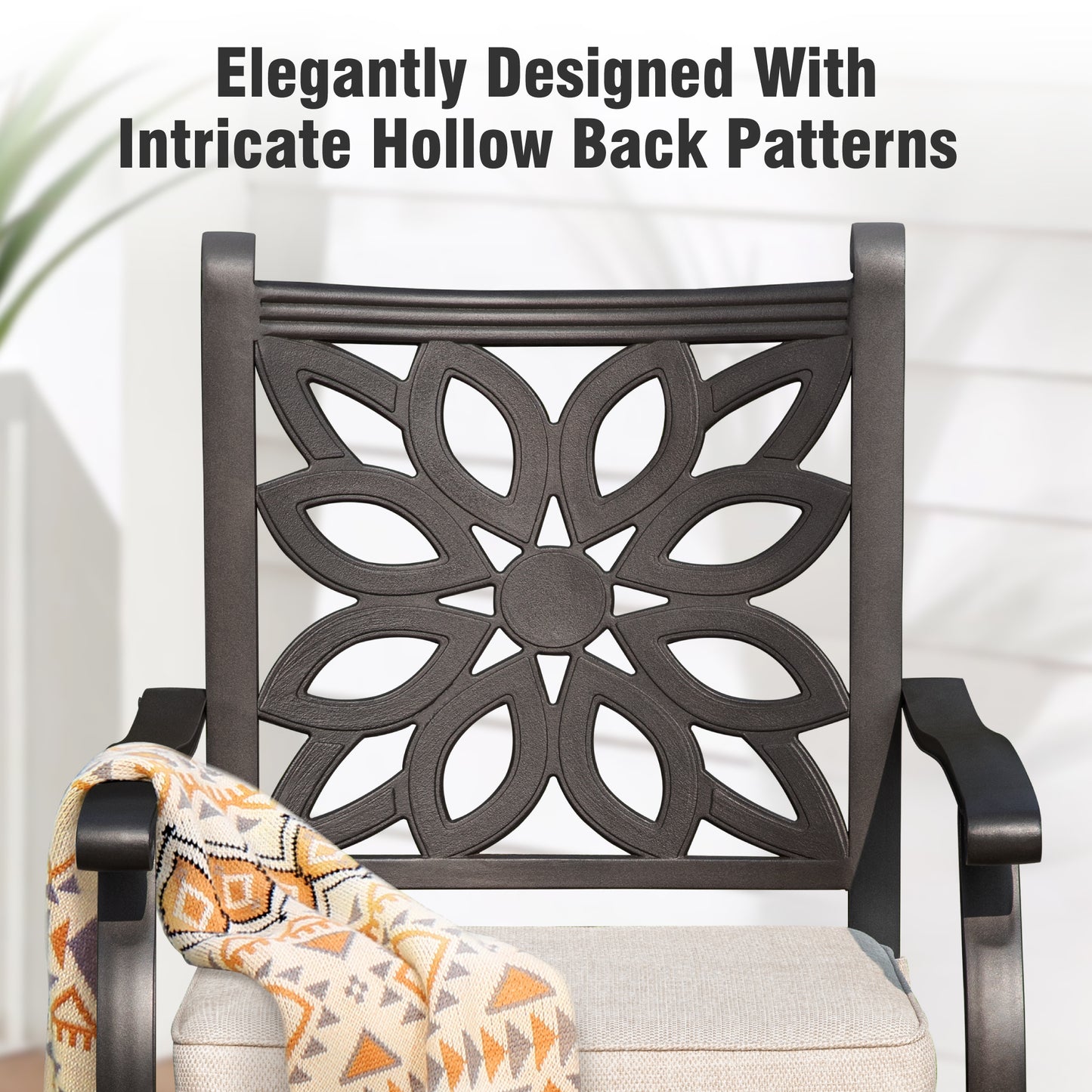 Captiva Designs 7pc Cast Aluminum Bar Height Patio Dining Set with Round Table with Umbrella Hole & Swivel Stools