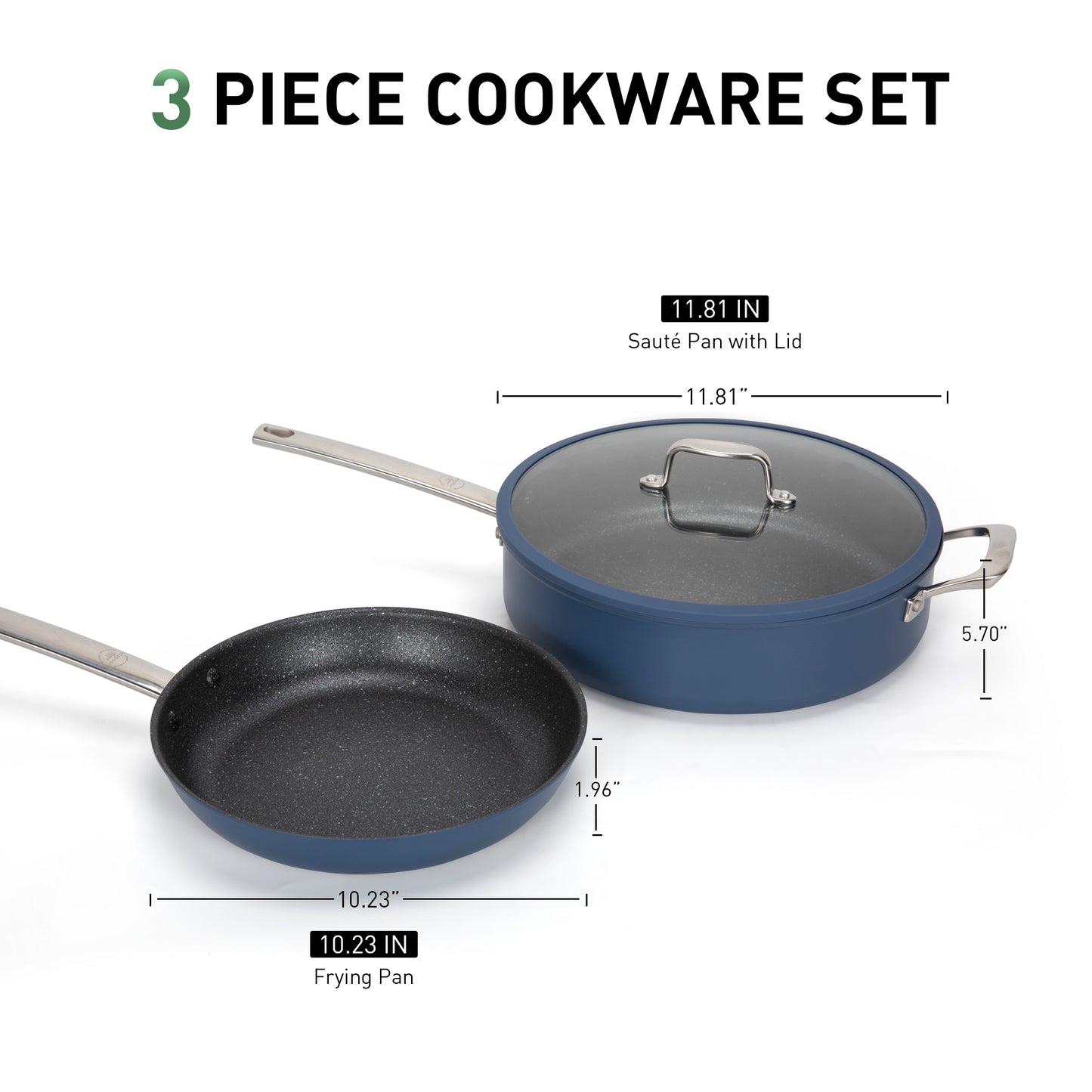 Captiva Designs Plasma Titanium Coating Nonstick Pots and Pans Cookware Set, Blue