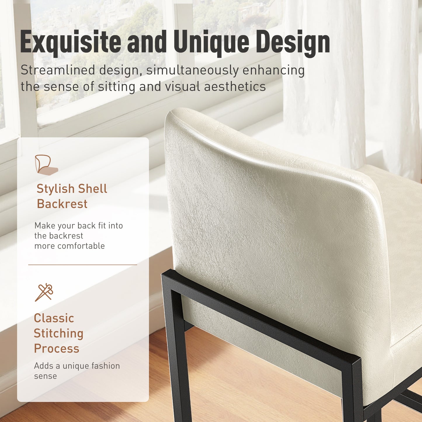 Captiva Designs 24 inch Height Bar Stool with Padded Seat and Back & Sturdy Steel Frame & Footrest