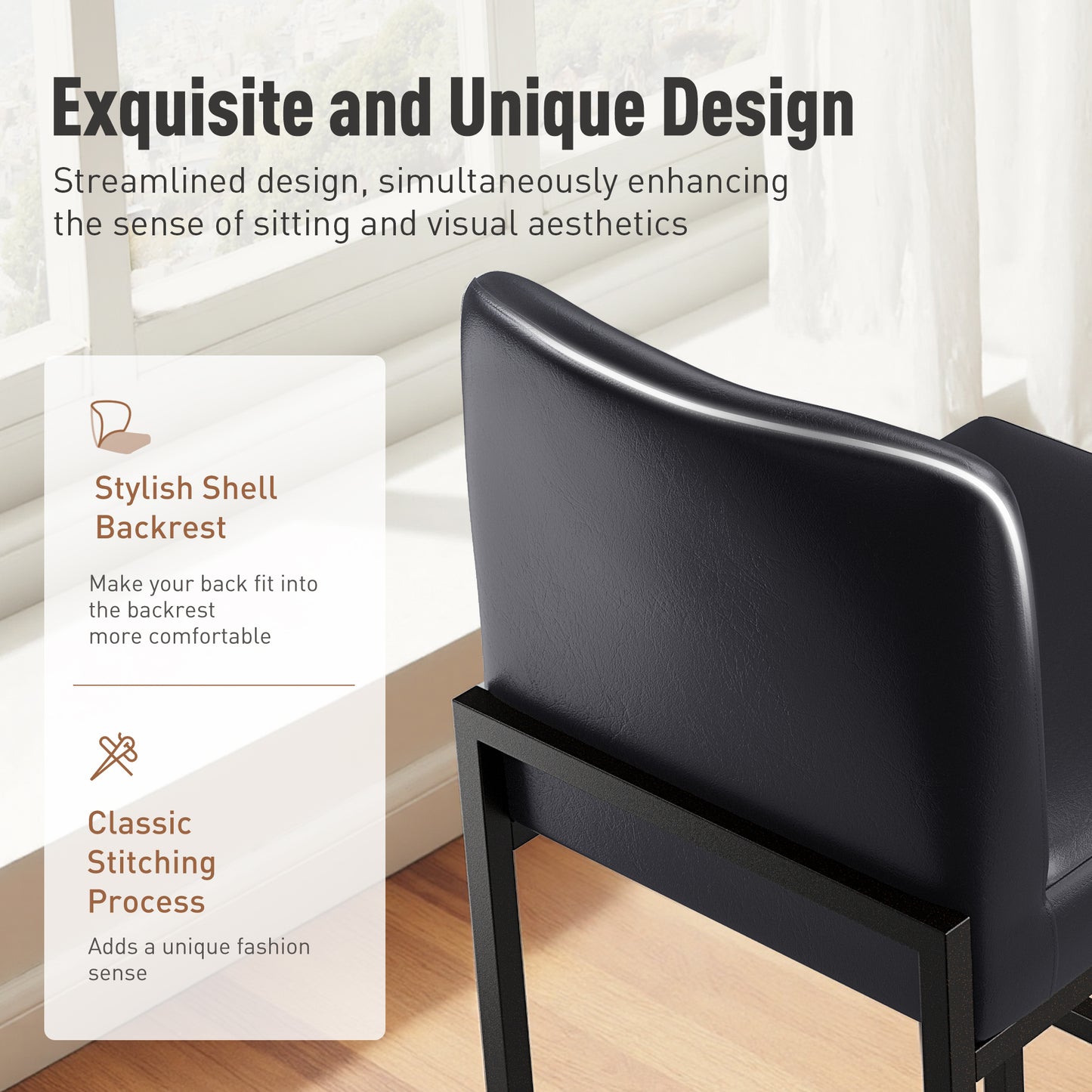 Captiva Designs 24 inch Height Bar Stool with Padded Seat and Back & Sturdy Steel Frame & Footrest