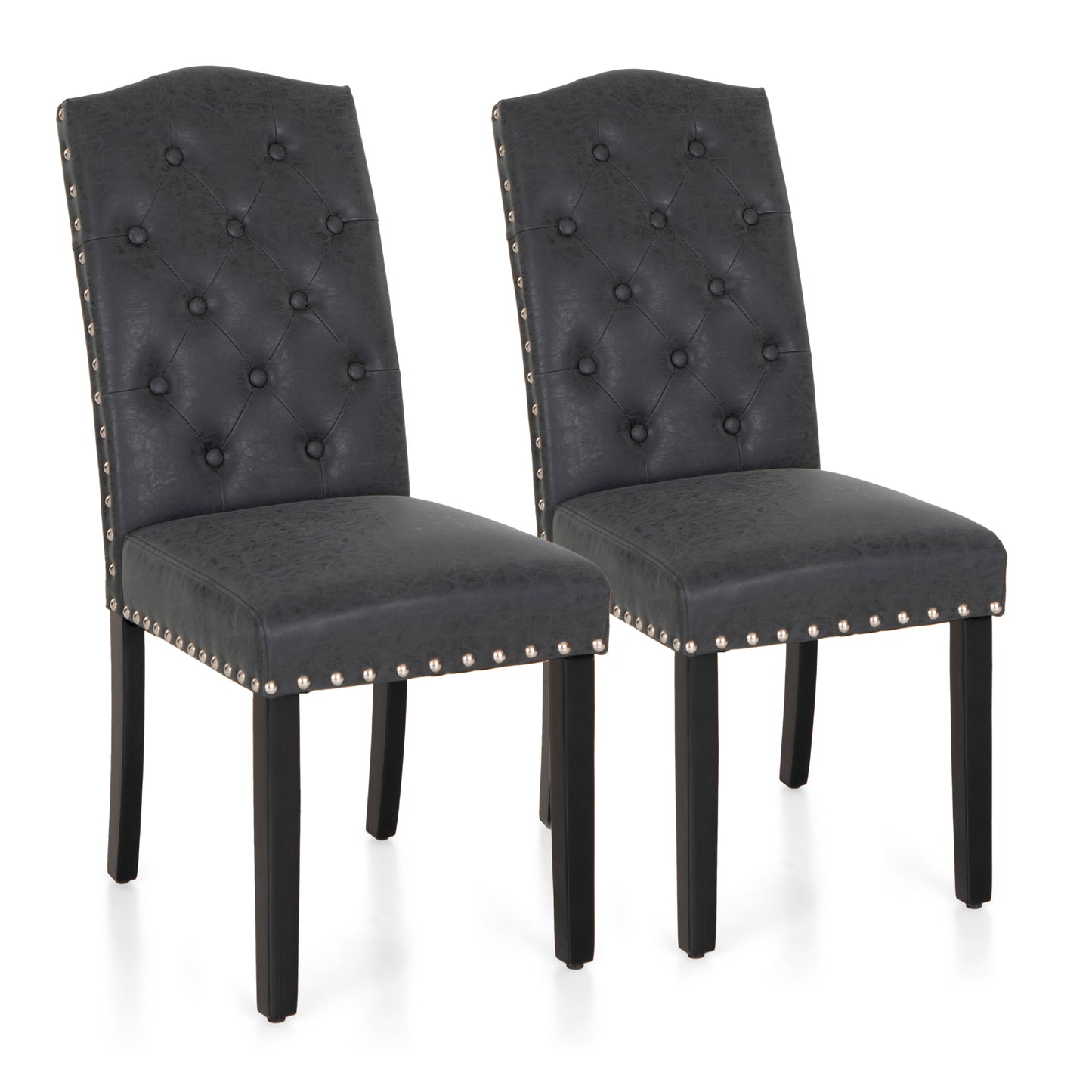 Captiva Designs Indoor High Back Dining Chairs with PU Leather & Padded Seat & Solid Curved Wood Legs