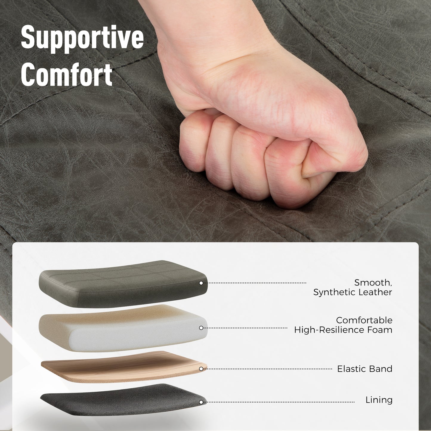 Captiva Designs 24 inch Counter Height Bar Stool with Padded Seat & Solid Wood Frame & Footrest