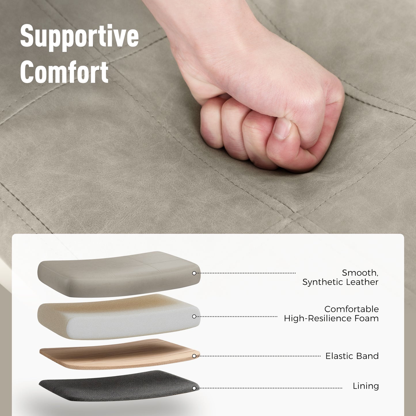 Captiva Designs 24 inch Counter Height Bar Stool with Padded Seat & Solid Wood Frame & Footrest