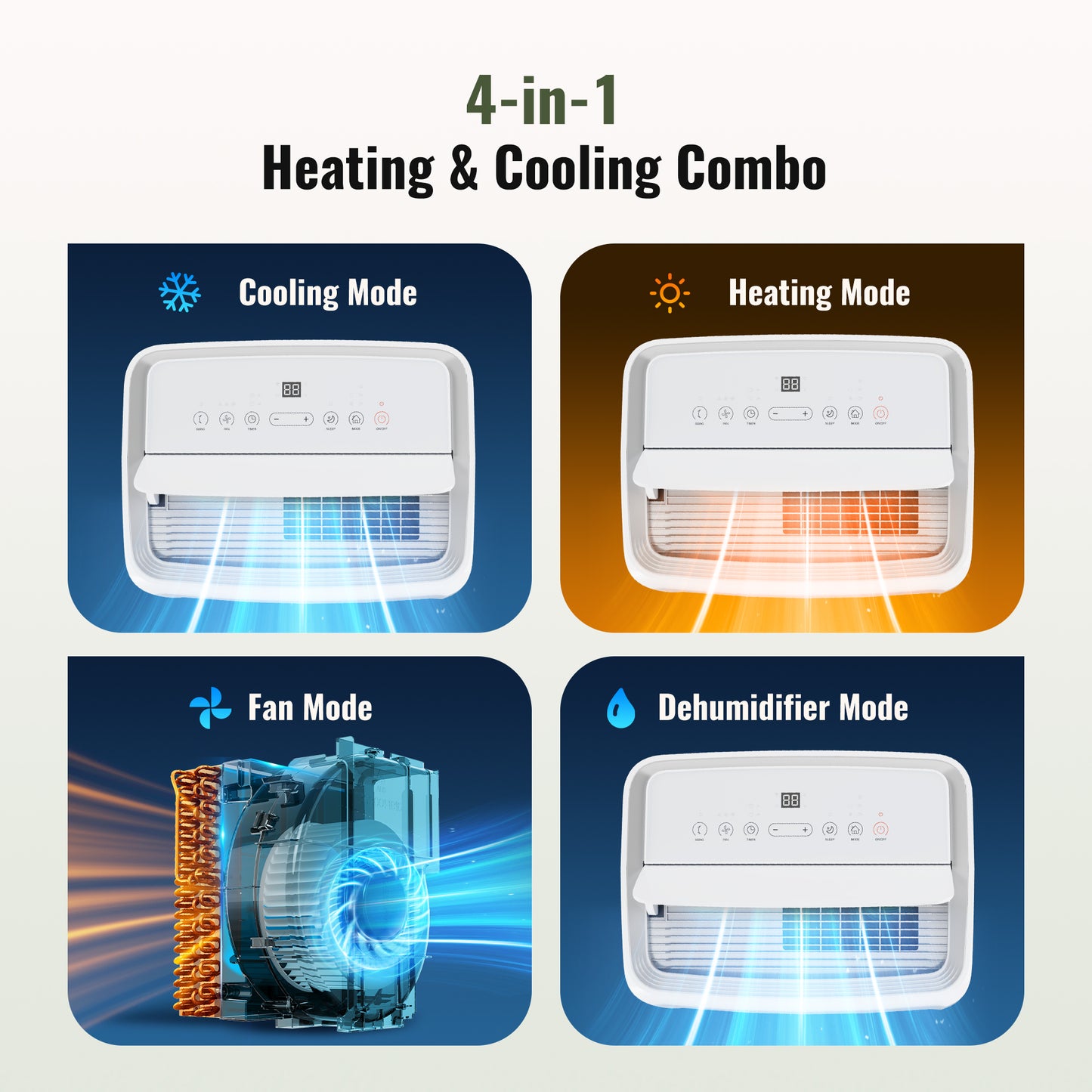 Captiva Designs Portable Air Conditioner Smart Quiet AC Unit with App and Remote Control & 24H Timer