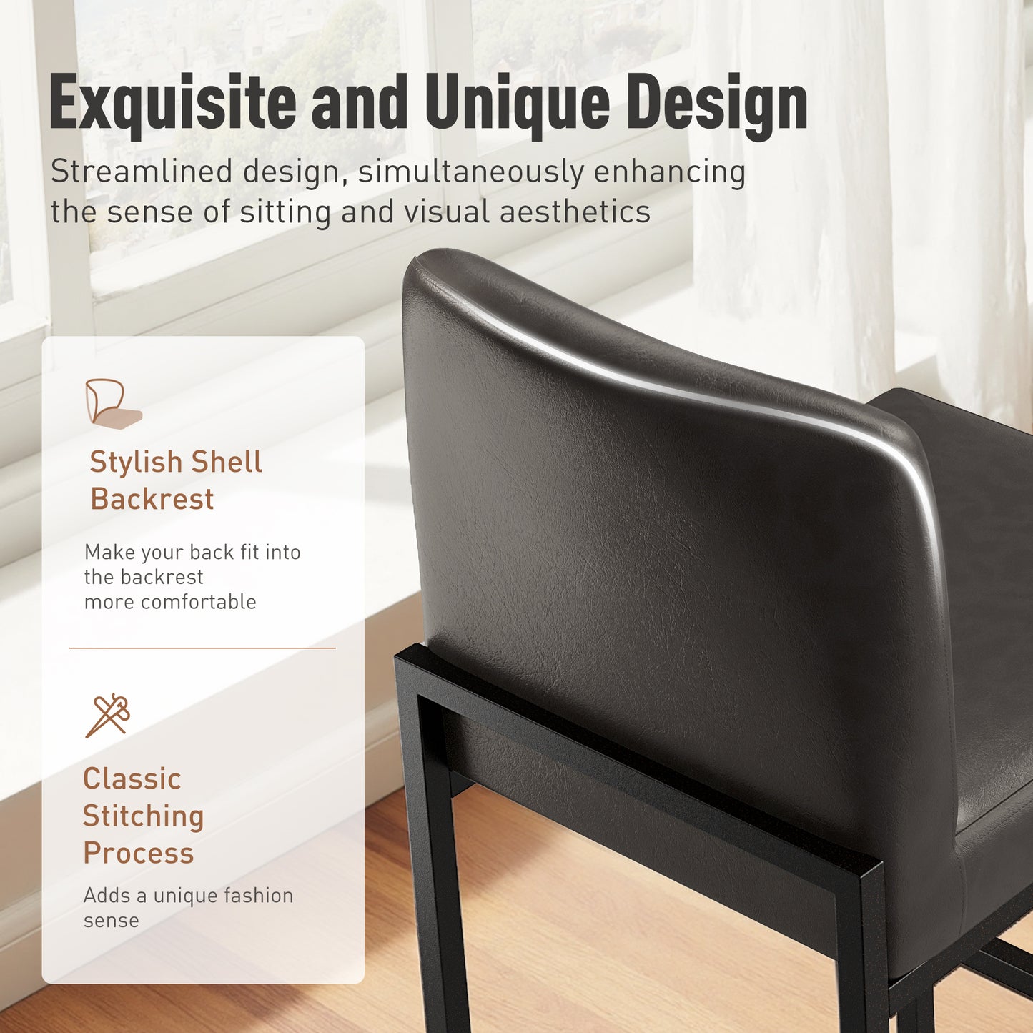 Captiva Designs 24 inch Height Bar Stool with Padded Seat and Back & Sturdy Steel Frame & Footrest