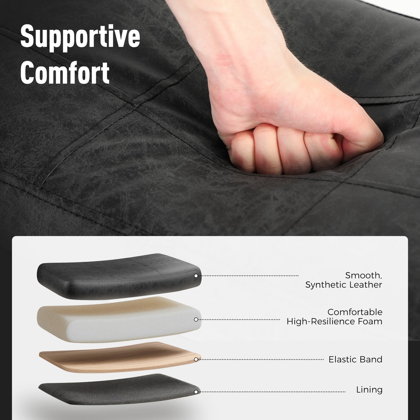 Captiva Designs 24 inch Counter Height Bar Stool with Padded Seat & Solid Wood Frame & Footrest