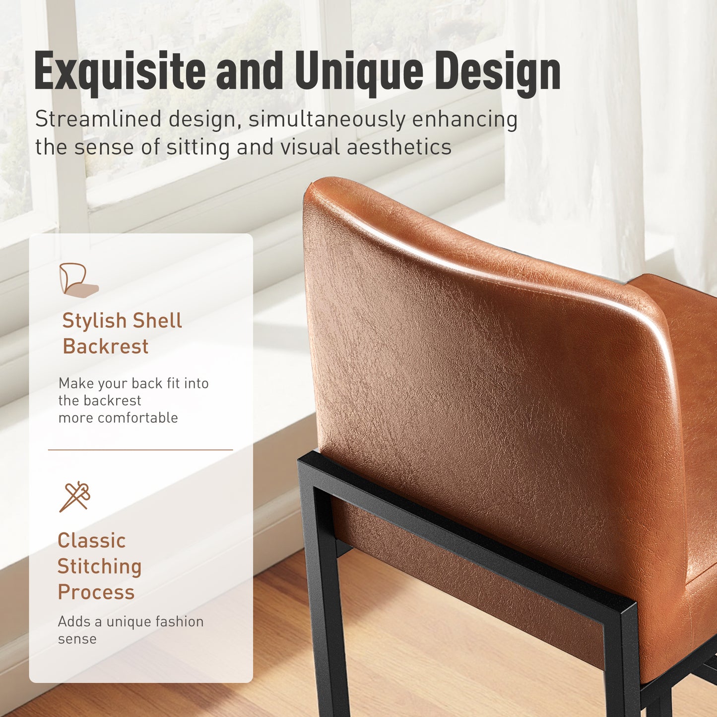 Captiva Designs 24 inch Height Bar Stool with Padded Seat and Back & Sturdy Steel Frame & Footrest