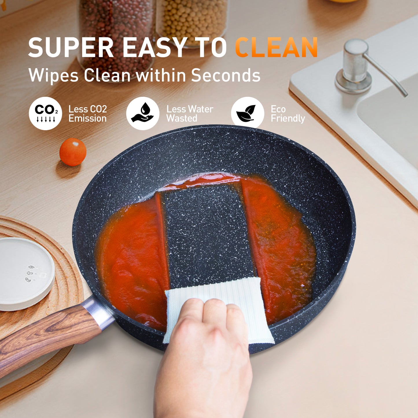 Captiva Designs 12 Pieces Nonstick Granite Cookware Set with Heat-Resistant Bakelite Handle