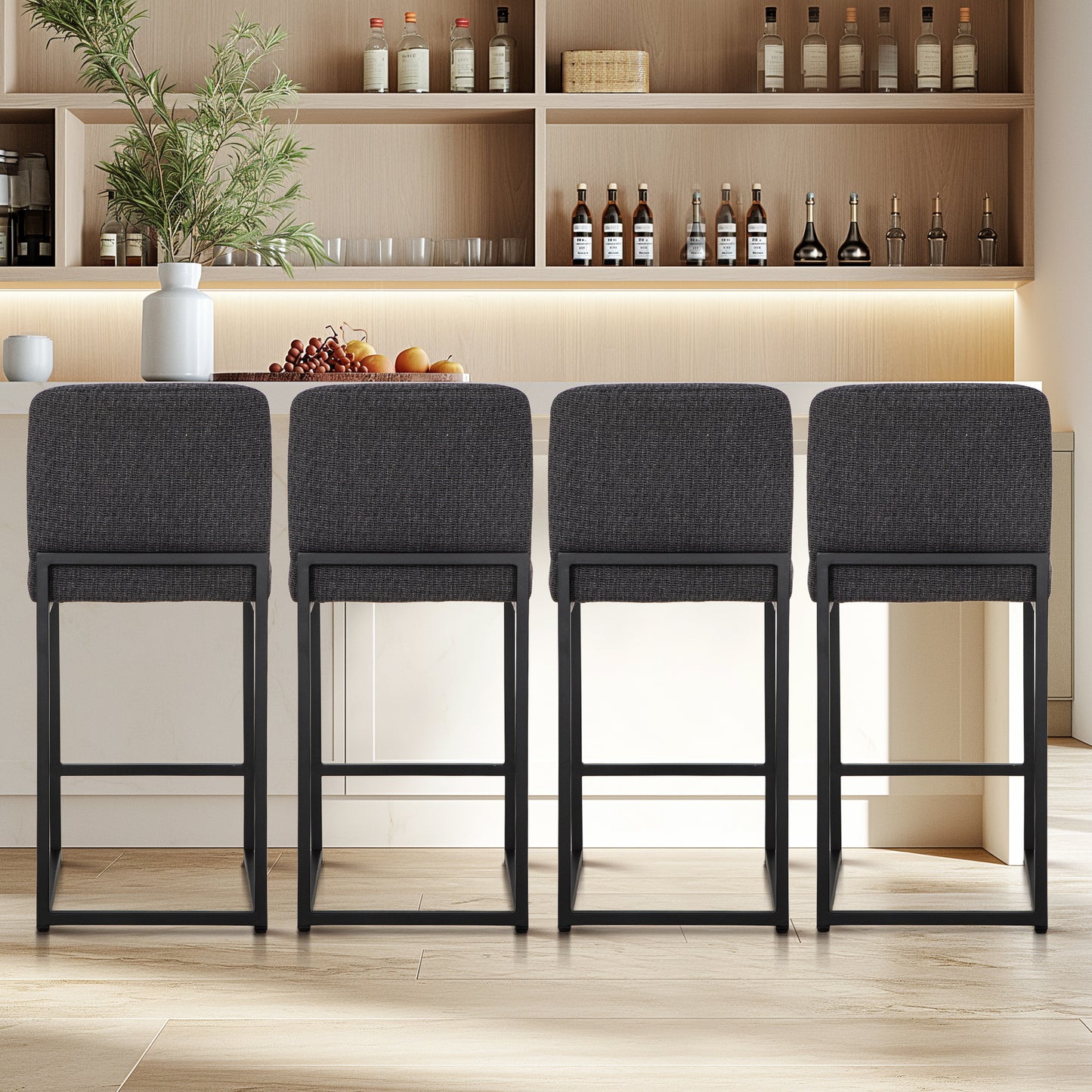 Captiva Designs 24 inch Height Bar Stool with Padded Seat and Back & Sturdy Steel Frame & Footrest