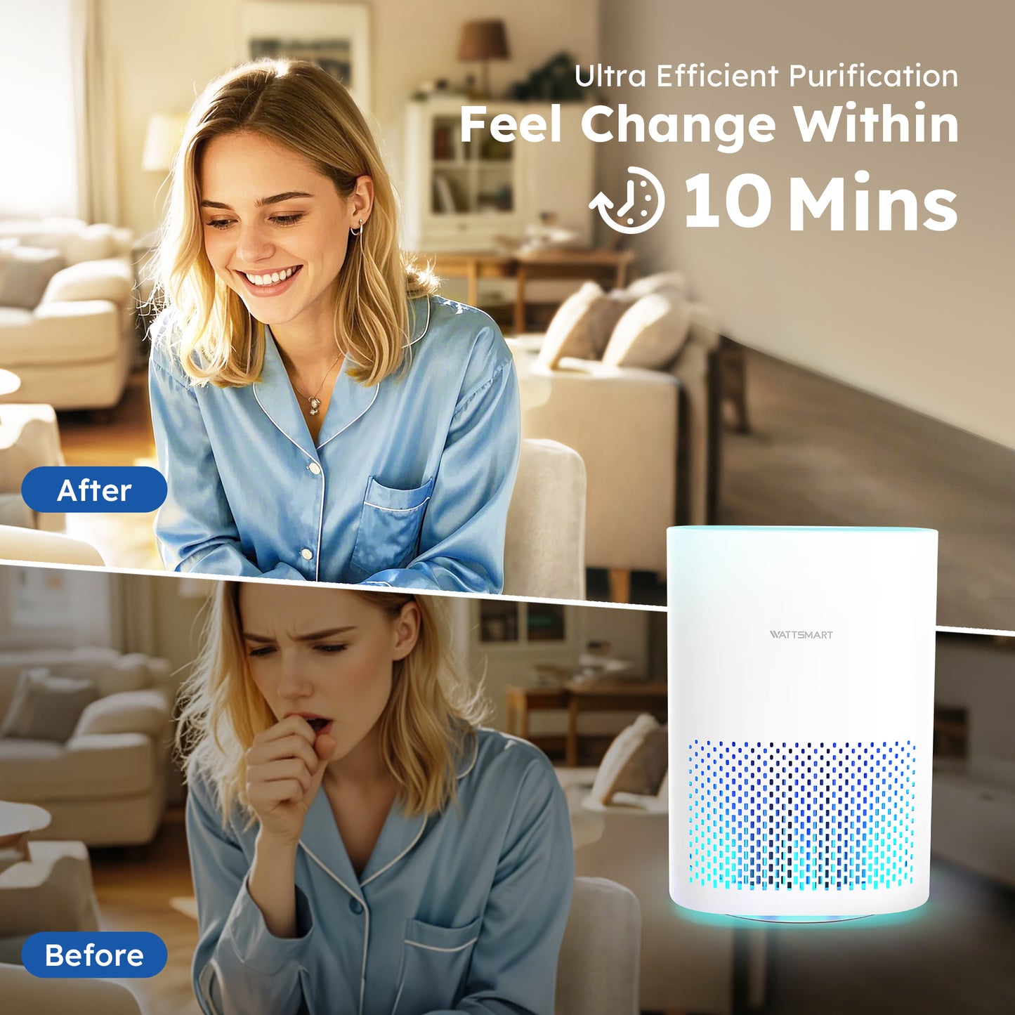 Captiva Designs Air Purifier with H13 True HEPA Filter & 22dB Quiet Sleep Mode, White