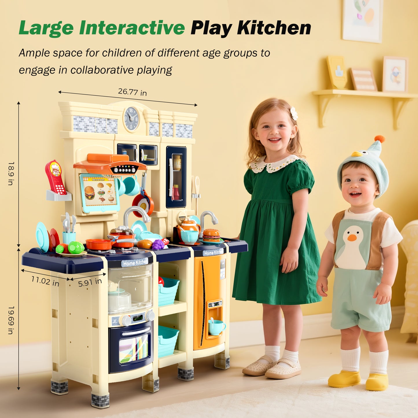 Captiva Designs Immersive Kids Kitchen Playset with Child-Friendly Materials & Authentic Cooking Experience