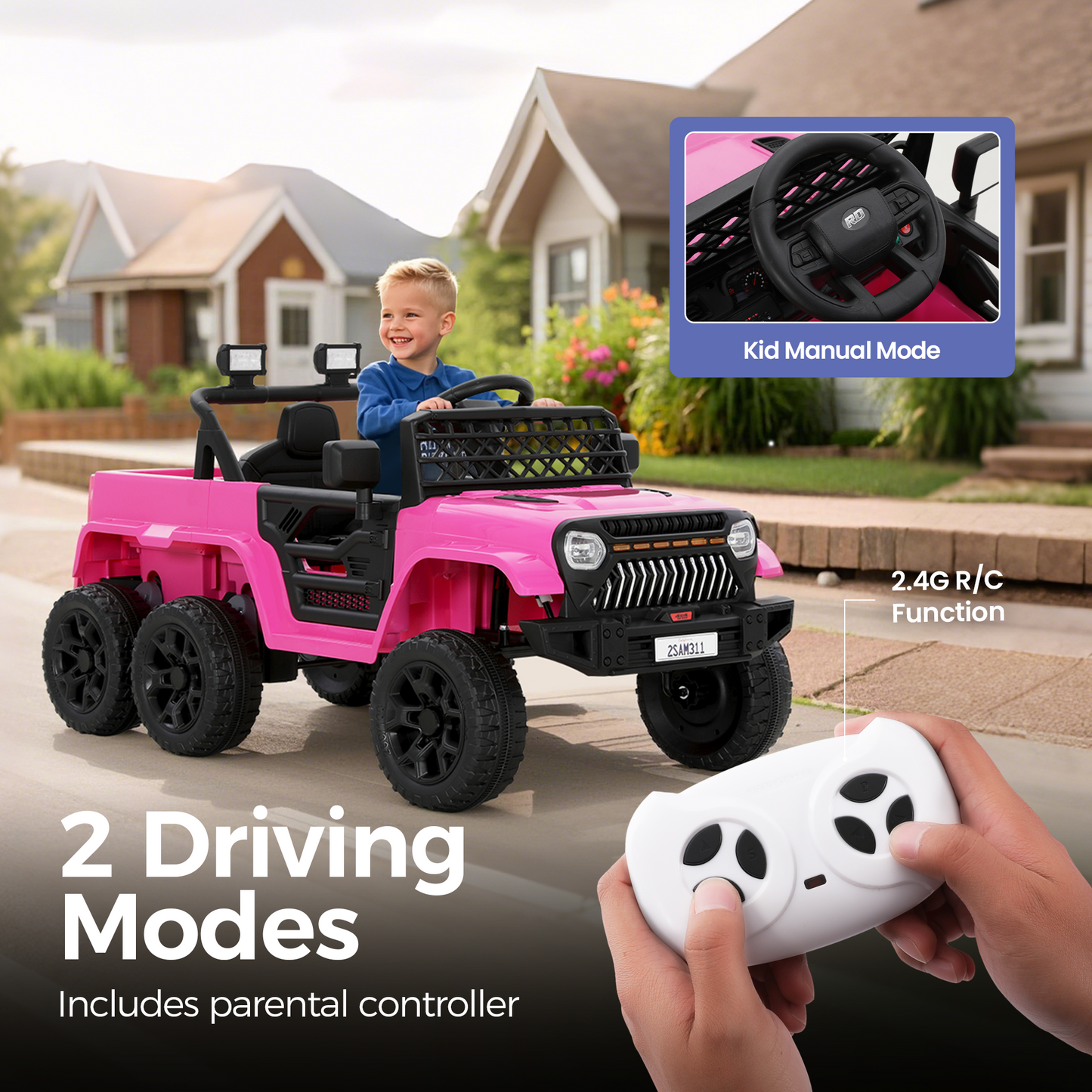 Captiva Designs Electric Jeep Car with Remote Control & Bluetooth Music & Off-Road Power Wheels