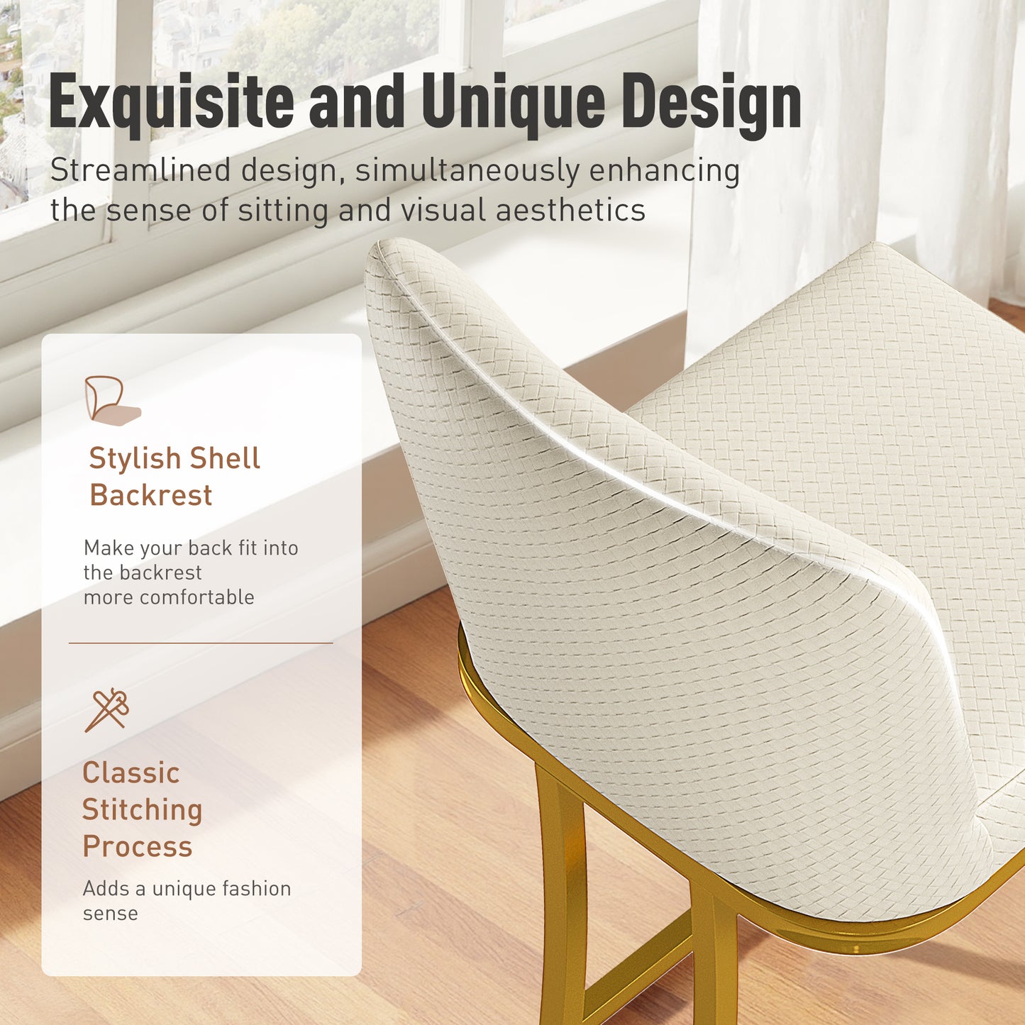 Captiva Designs 24 inch Height Bar Stool with Faux Leather & Padded Seat and Back & Sturdy Steel Frame