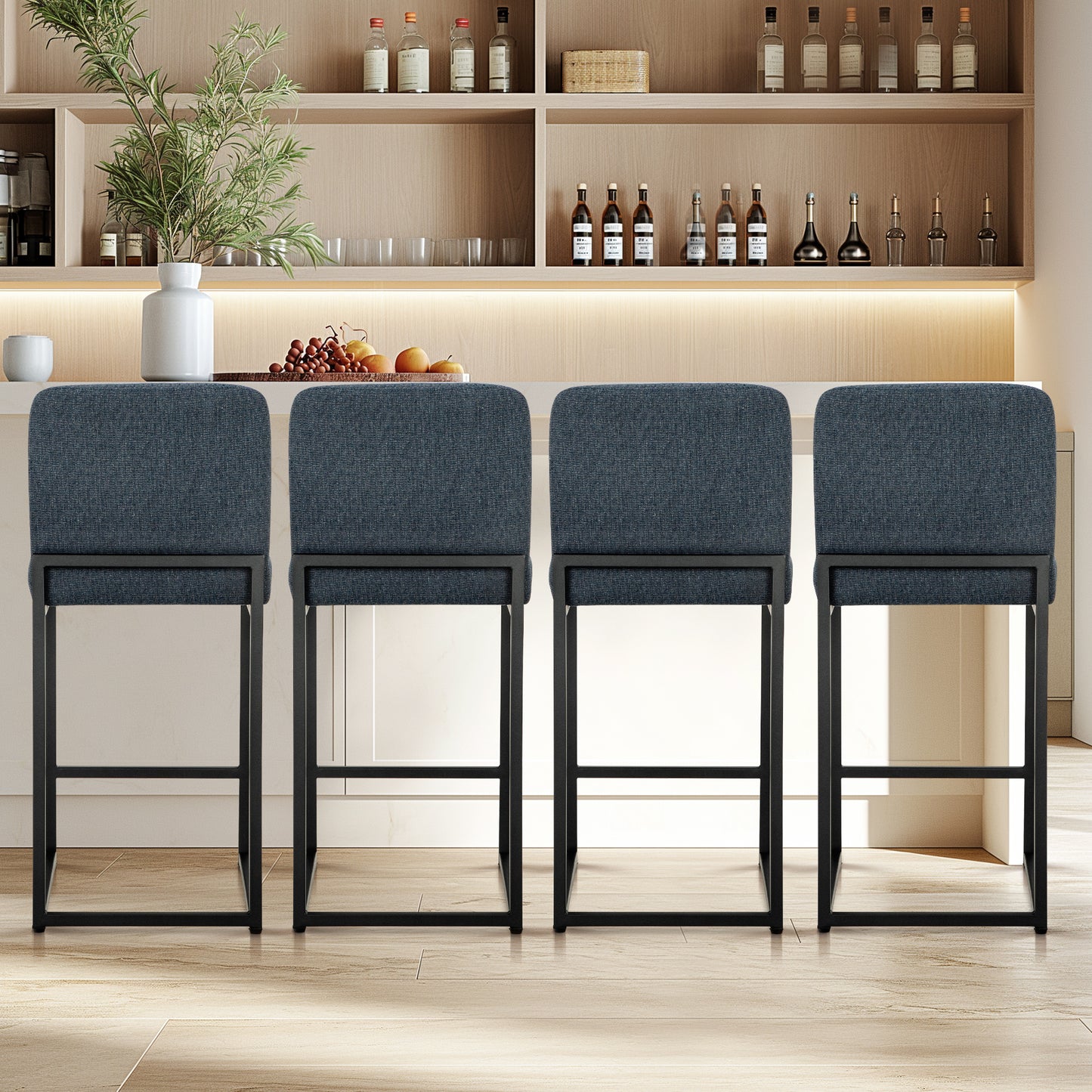 Captiva Designs 24 inch Height Bar Stool with Padded Seat and Back & Sturdy Steel Frame & Footrest