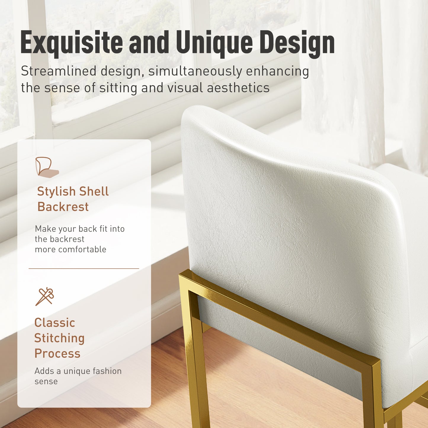 Captiva Designs 24 inch Height Bar Stool with Padded Seat and Back & Sturdy Steel Frame & Footrest