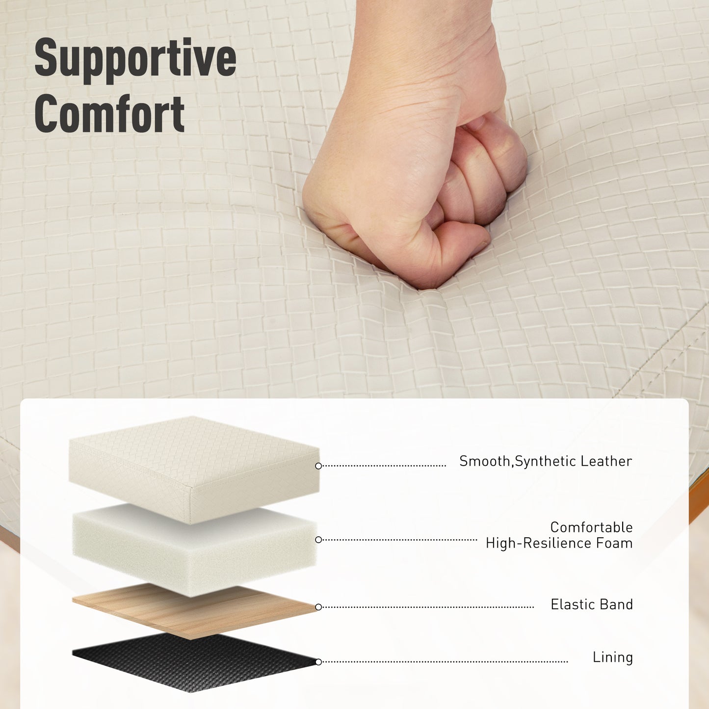 Captiva Designs 24 inch Counter Height Bar Stool with Faux Leather Cushion and Sturdy Metal Frame