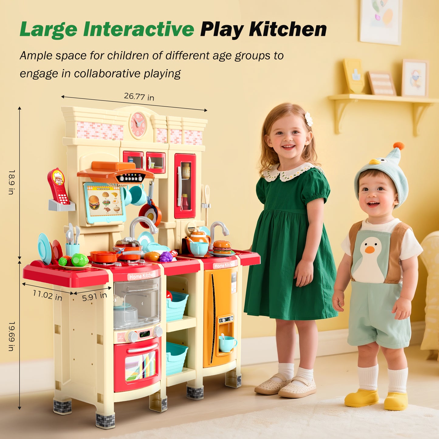 Captiva Designs Immersive Kids Kitchen Playset with Child-Friendly Materials & Authentic Cooking Experience