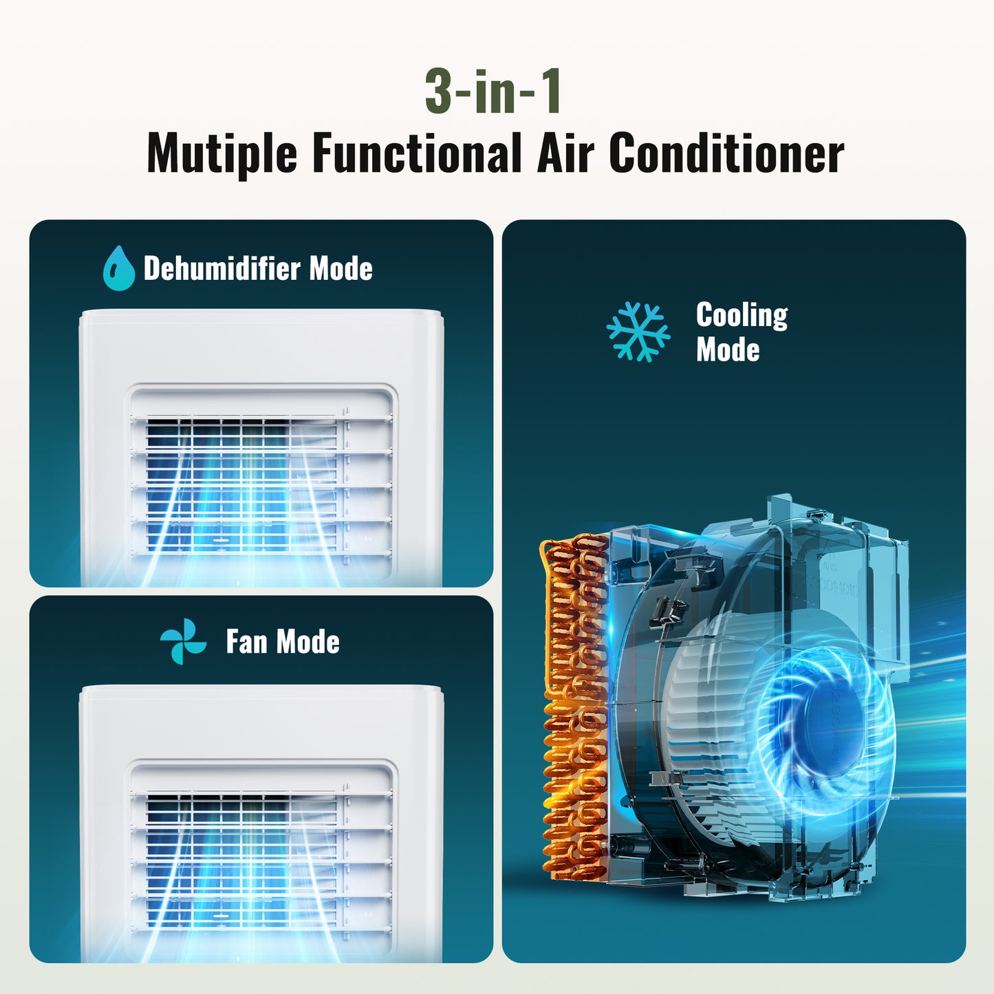Captiva Designs Portable Air Conditioner Smart Quiet AC Unit with App and Remote Control & 24H Timer