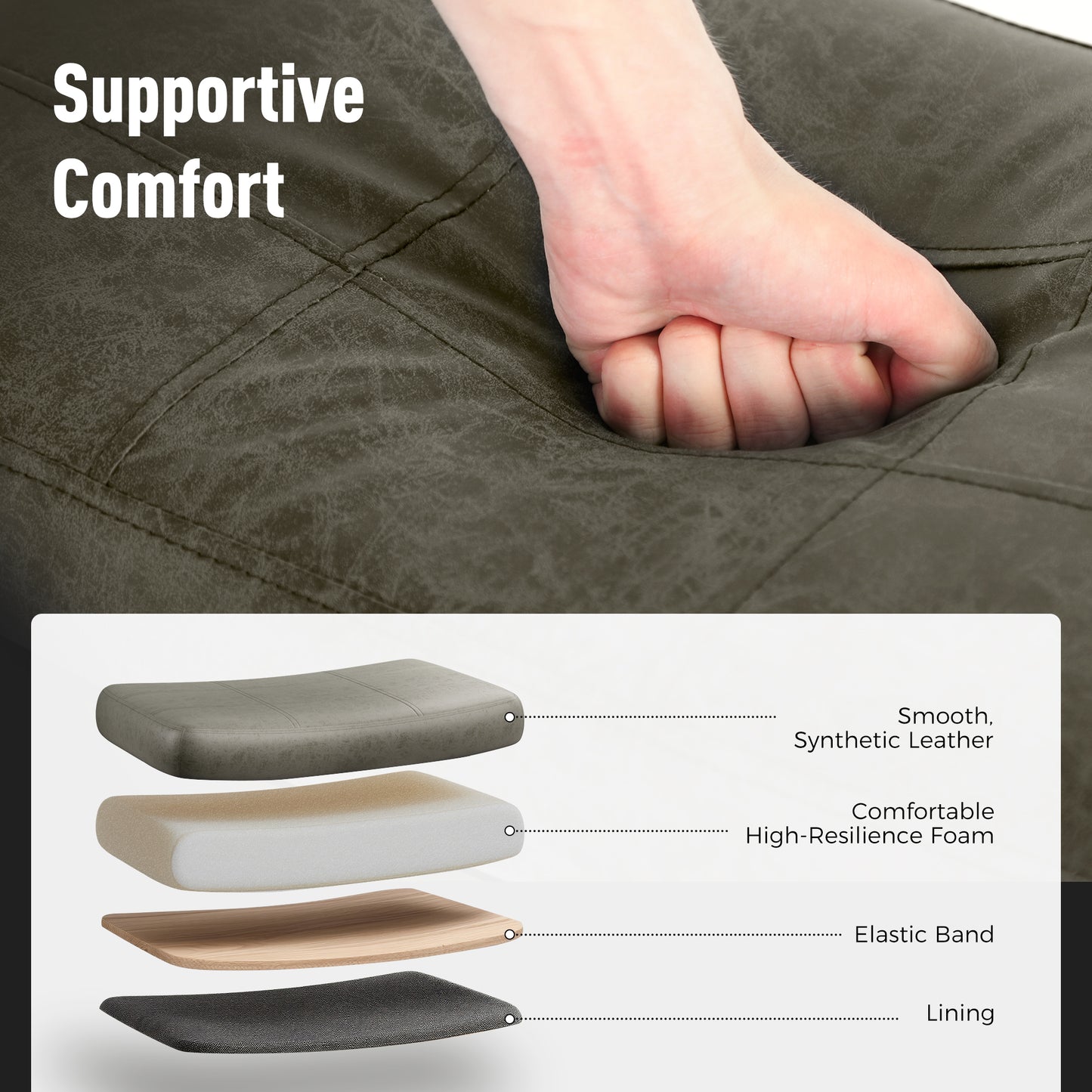 Captiva Designs 24 inch Counter Height Bar Stool with Padded Seat & Solid Wood Frame & Footrest