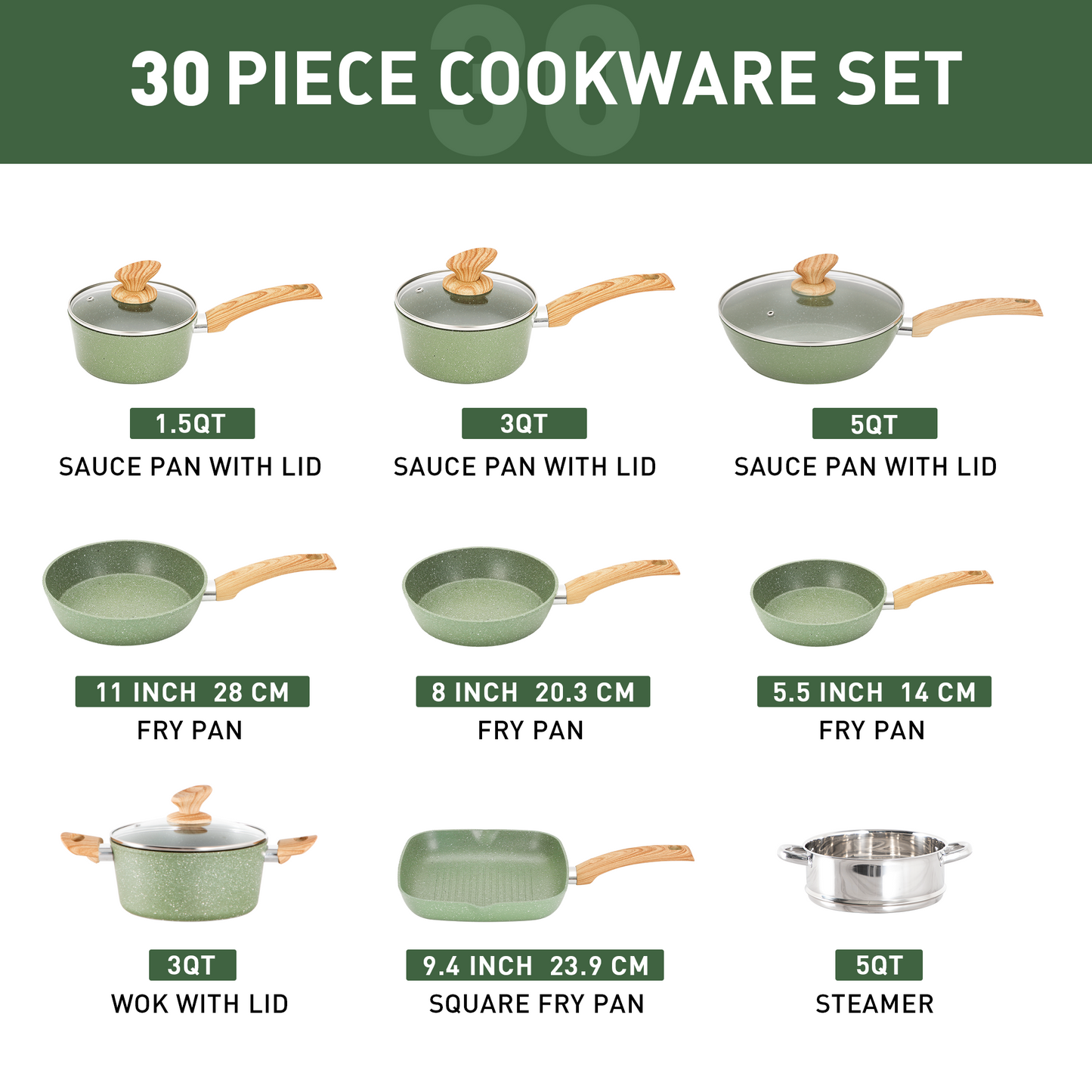 Captiva Designs Nonstick Granite Cookware and Bakeware Set with Heat-Resistant Bakelite Handle