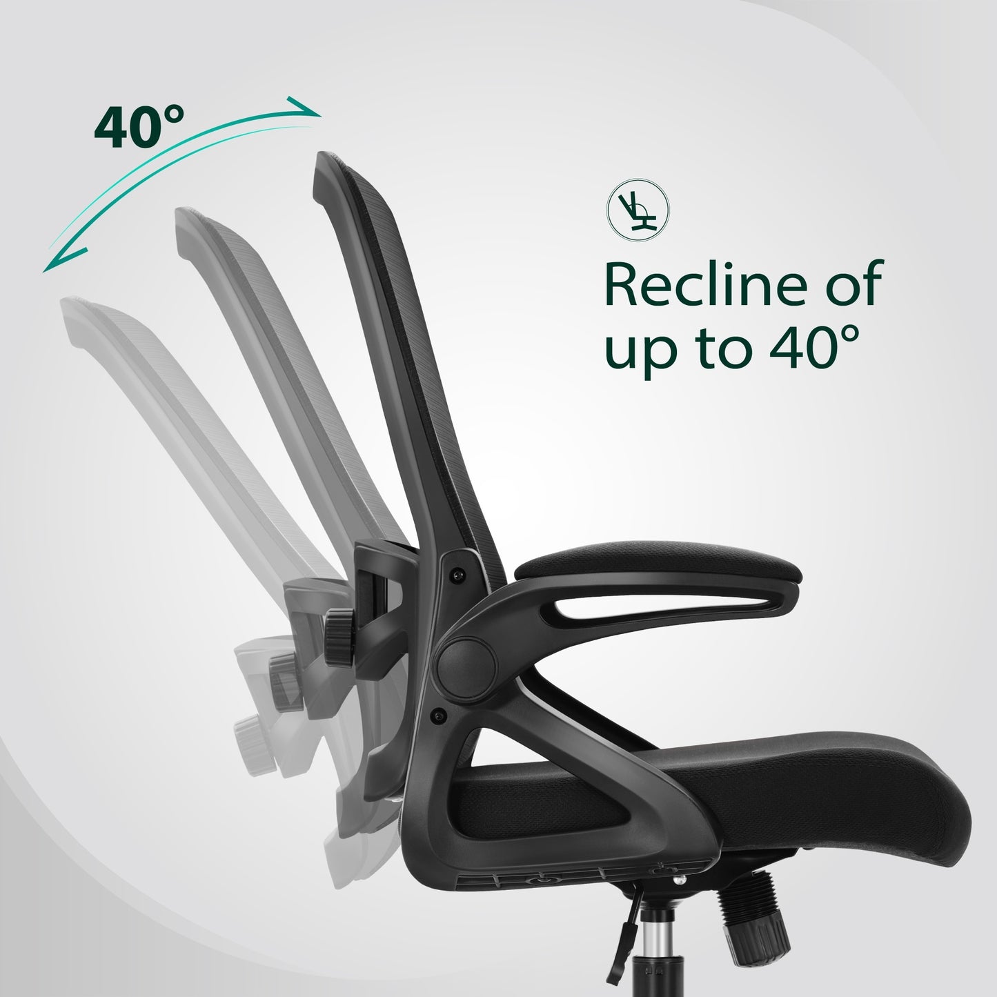 Captiva Designs Ergonomic High-Back Mesh Office Chair Adjustable Height Swivel Chair with Flip-Up Armrests, Black