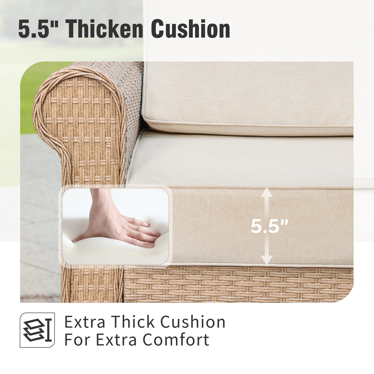 Captiva Designs Large Outdoor Patio Sectional Sofa Wicker Furniture Conversation Set with Cushions