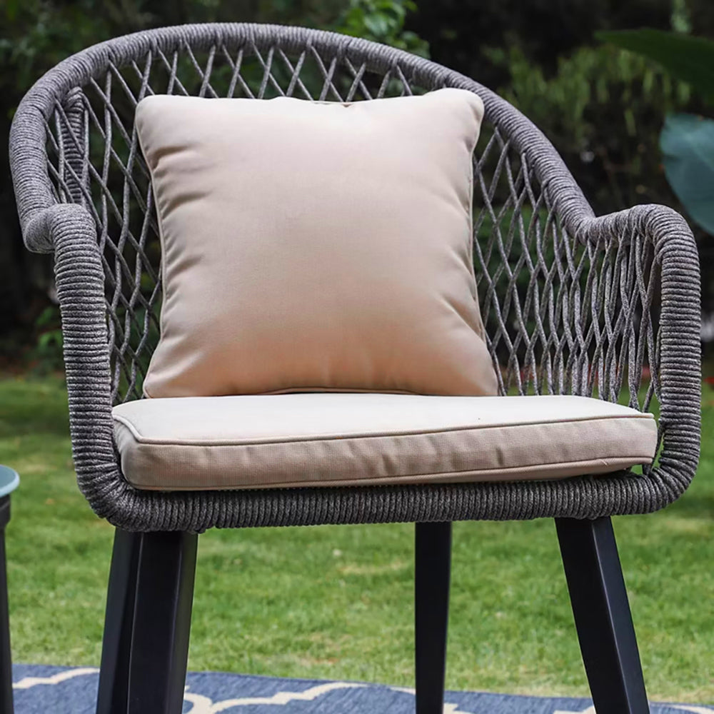 Captiva Designs 3pc Small Space Outdoor Furniture Dining Bistro Set with Steel Table & All-weather Woven Chairs