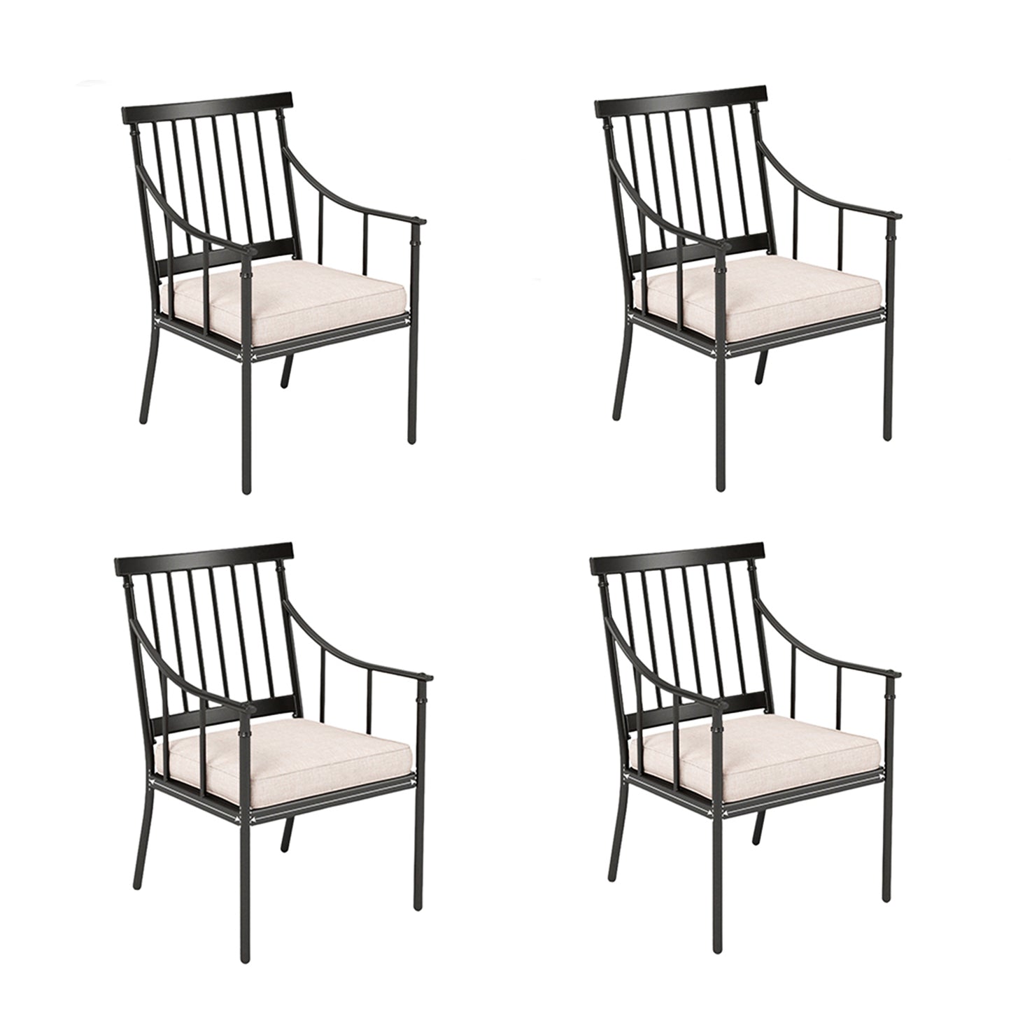 Captiva Designs Outdoor Patio Metal Dining Steel Chairs with Removable Seat Cushion