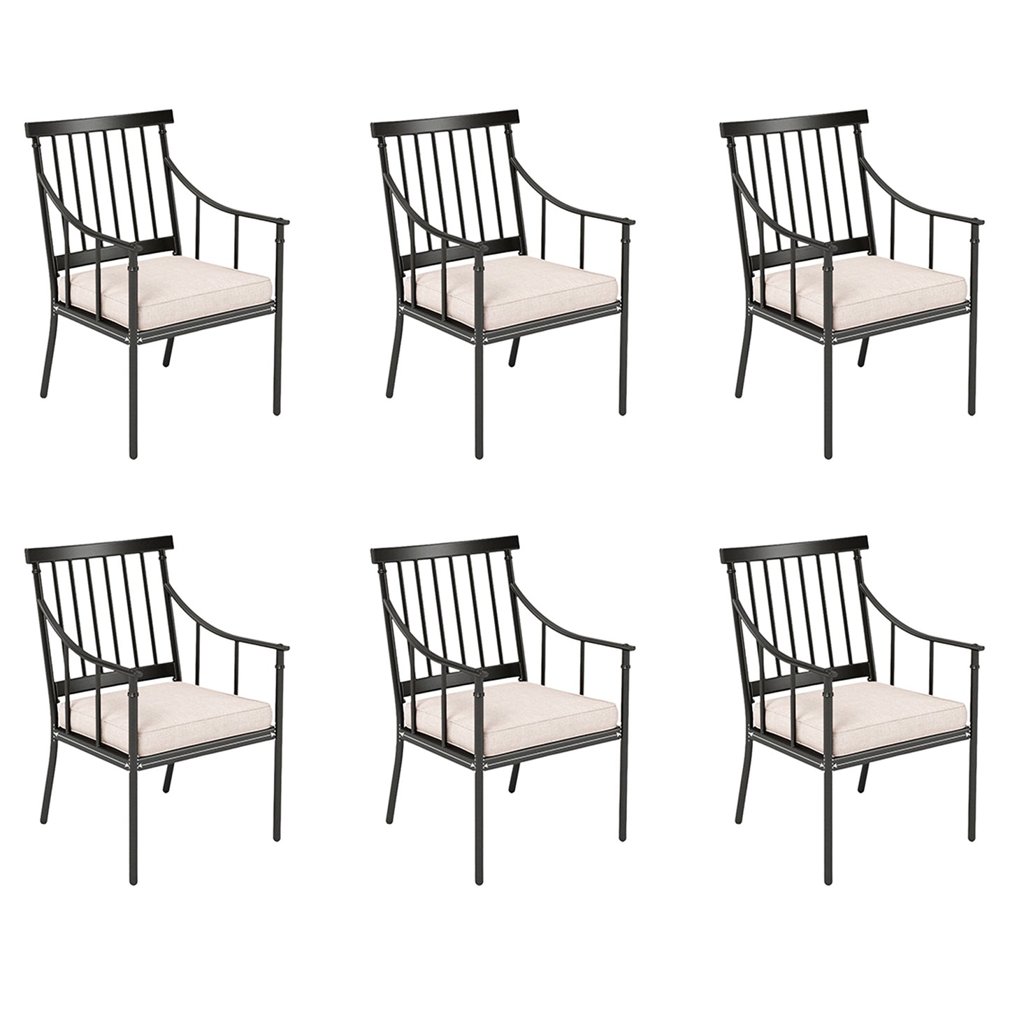 Captiva Designs Outdoor Patio Metal Dining Steel Chairs with Removable Seat Cushion