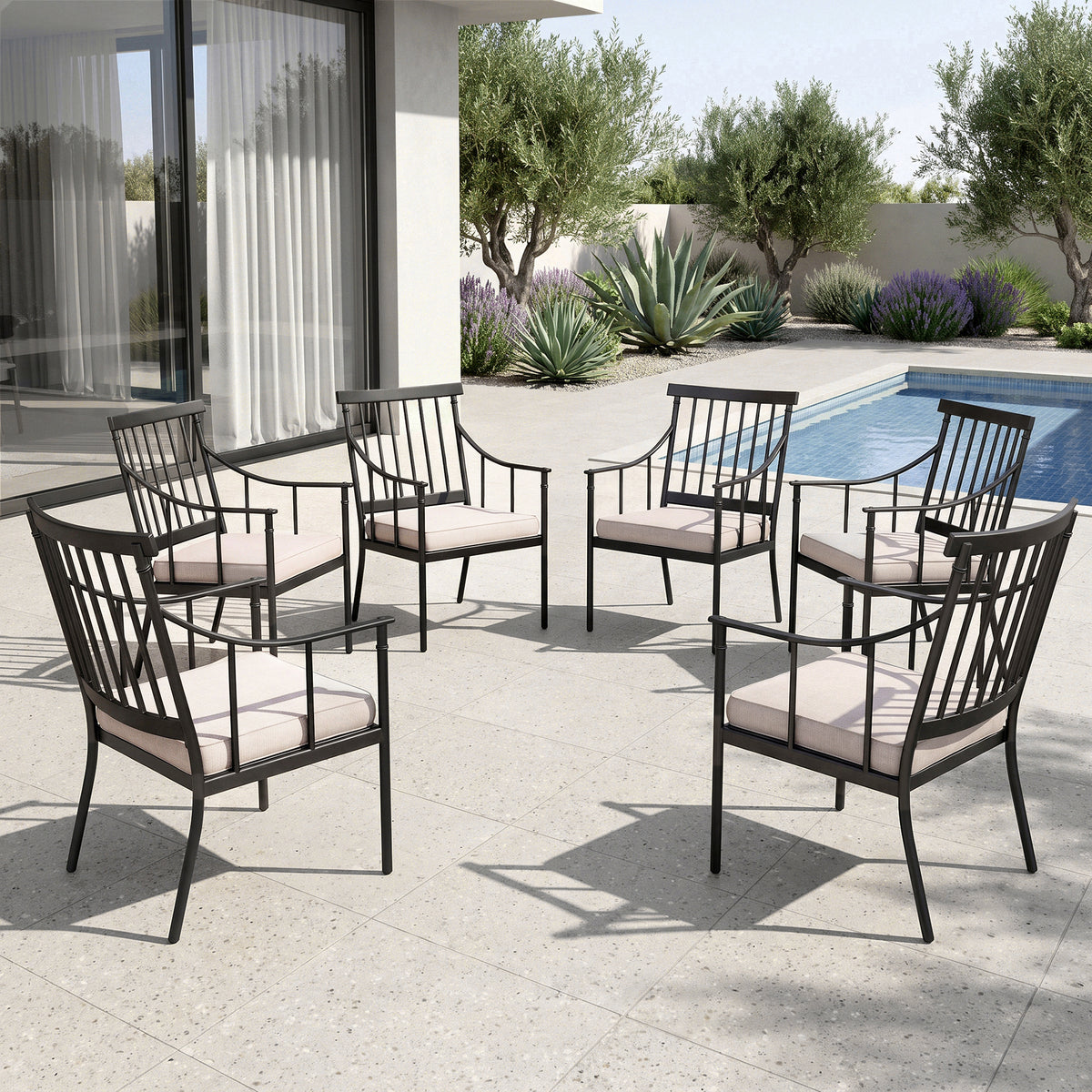Captiva Designs 2 件金属户外餐椅，带可拆卸座垫