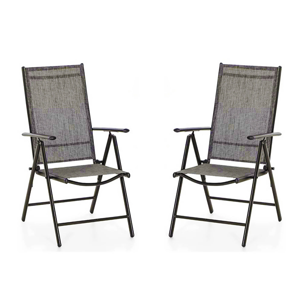 Captiva Designs Outdoor Pre-assembled Aluminum & Steel Frame Textilene Reclining Foldable Chairs, Set of 4