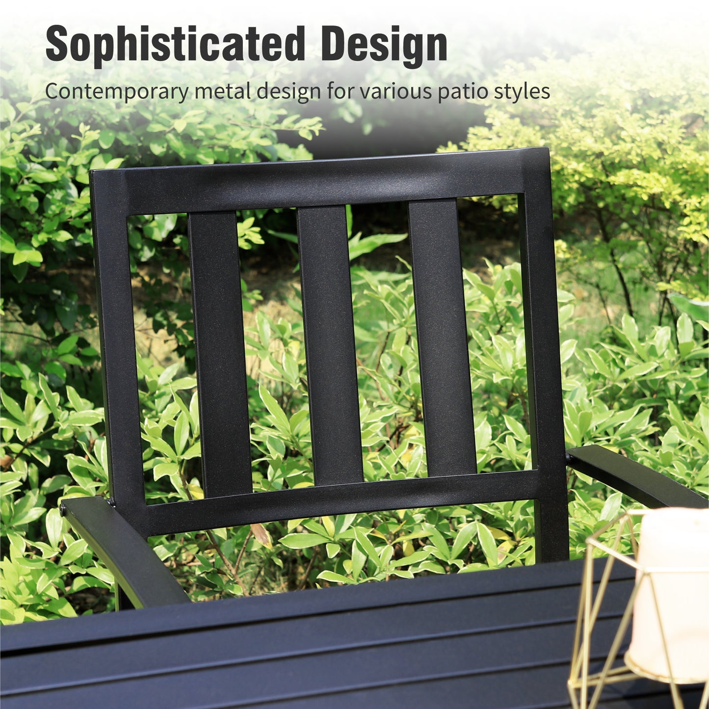 Captiva Designs 5pc Outdoor Patio Dining Set with Mesh Top Square Steel Table and Metal Chairs