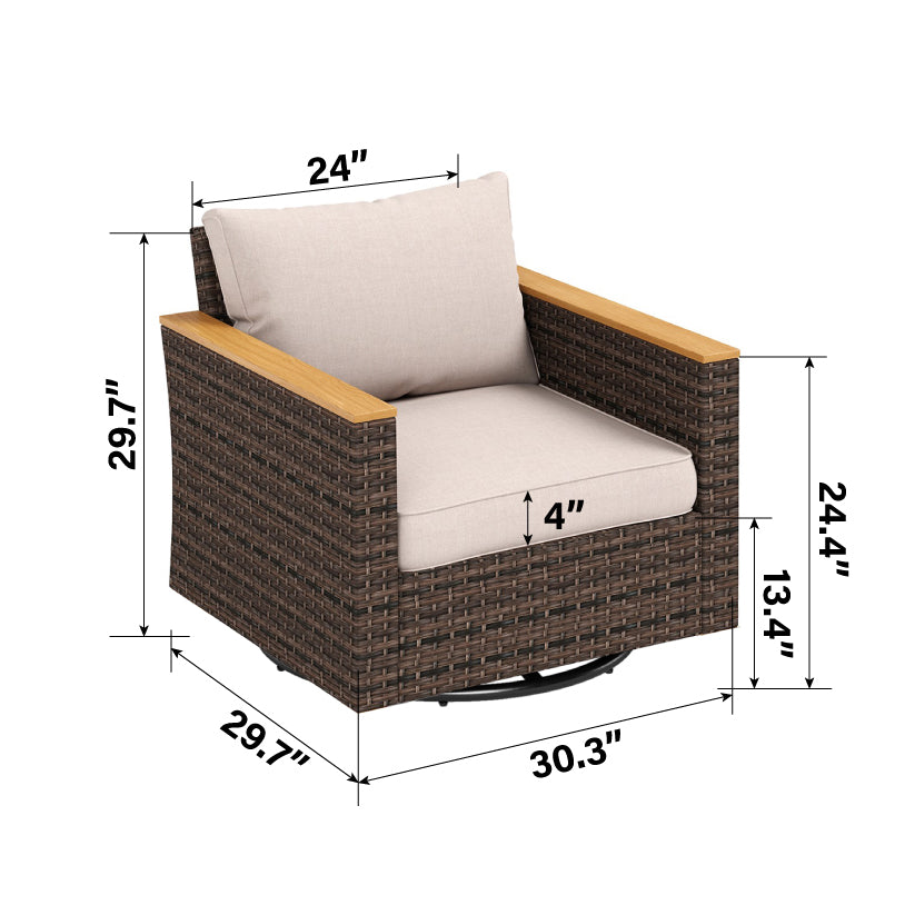 Captiva Designs 9pc Outdoor Wicker Rattan Patio Half-Moon Curved Sectional Sofa Conversation Set with  Fire Pit Table