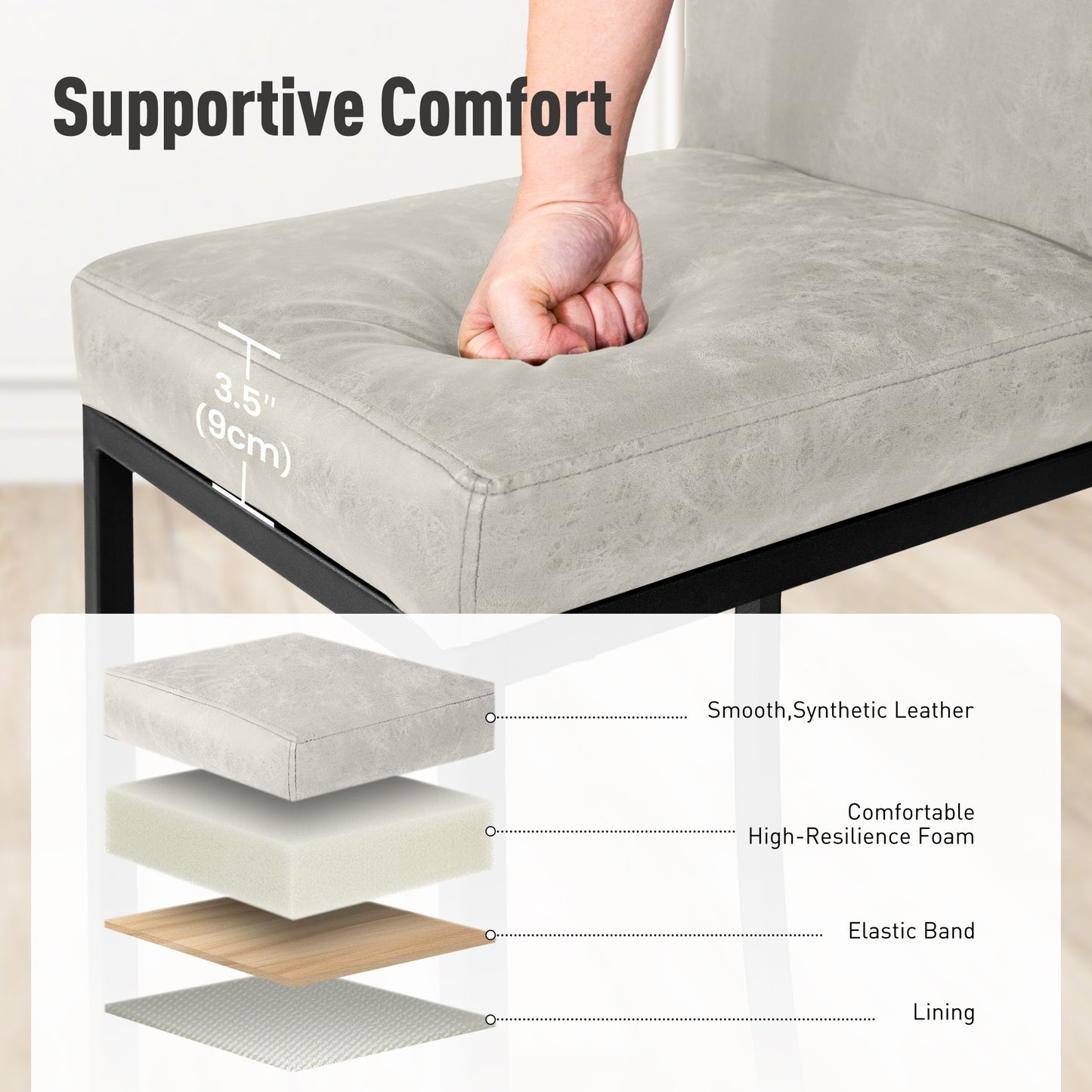 Captiva Designs 24 inch Height Bar Stool with Faux Leather & Padded Seat and Back & Sturdy Steel Frame