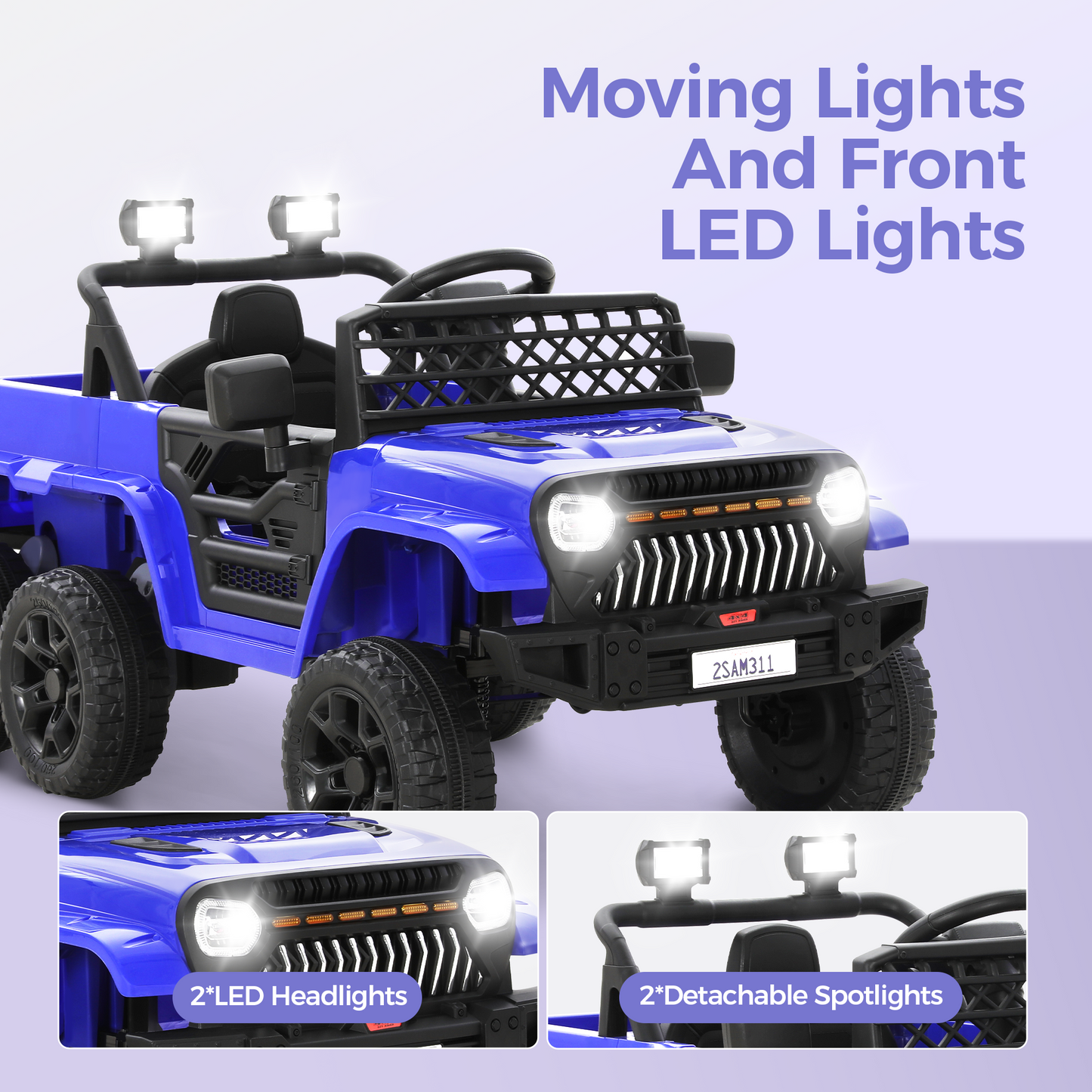Captiva Designs Electric Jeep Car with Remote Control & Bluetooth Music & Off-Road Power Wheels